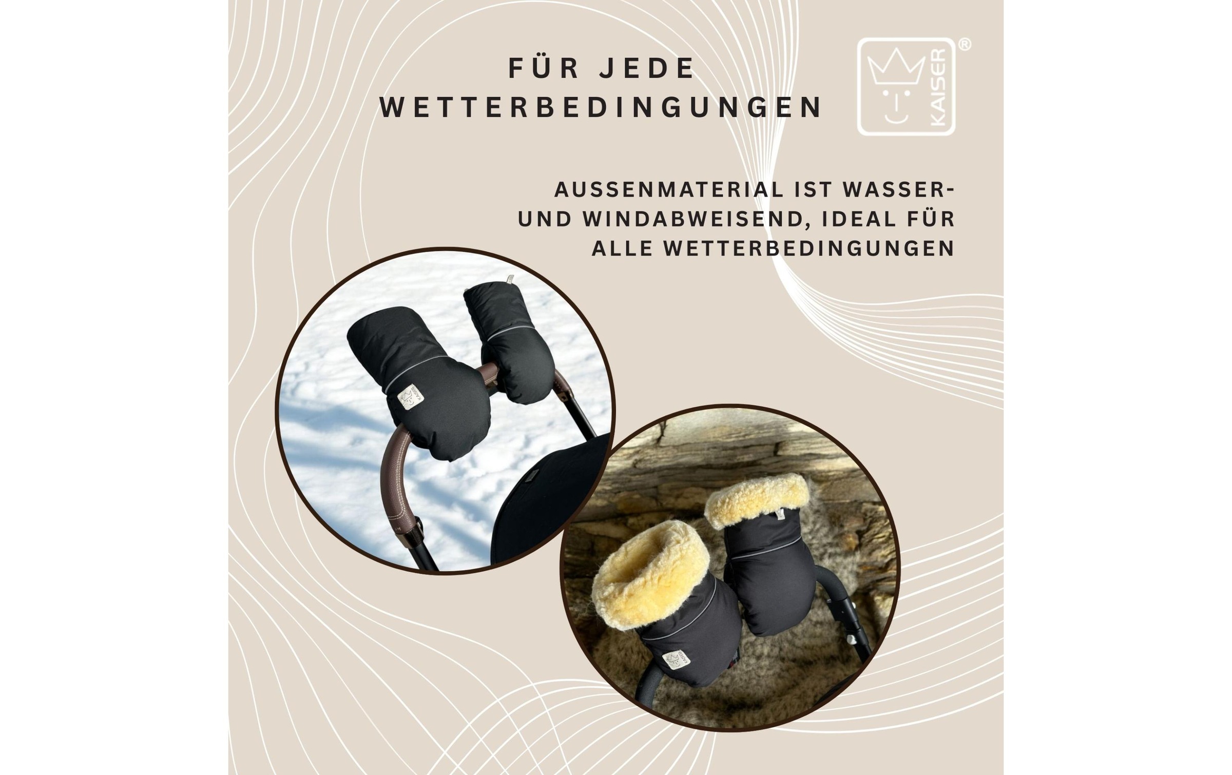 Kaiser Kinderwagen-Handwärmer »Handschuh Reflect Kiwa« Lammfell-Kinderwagenhandschuh