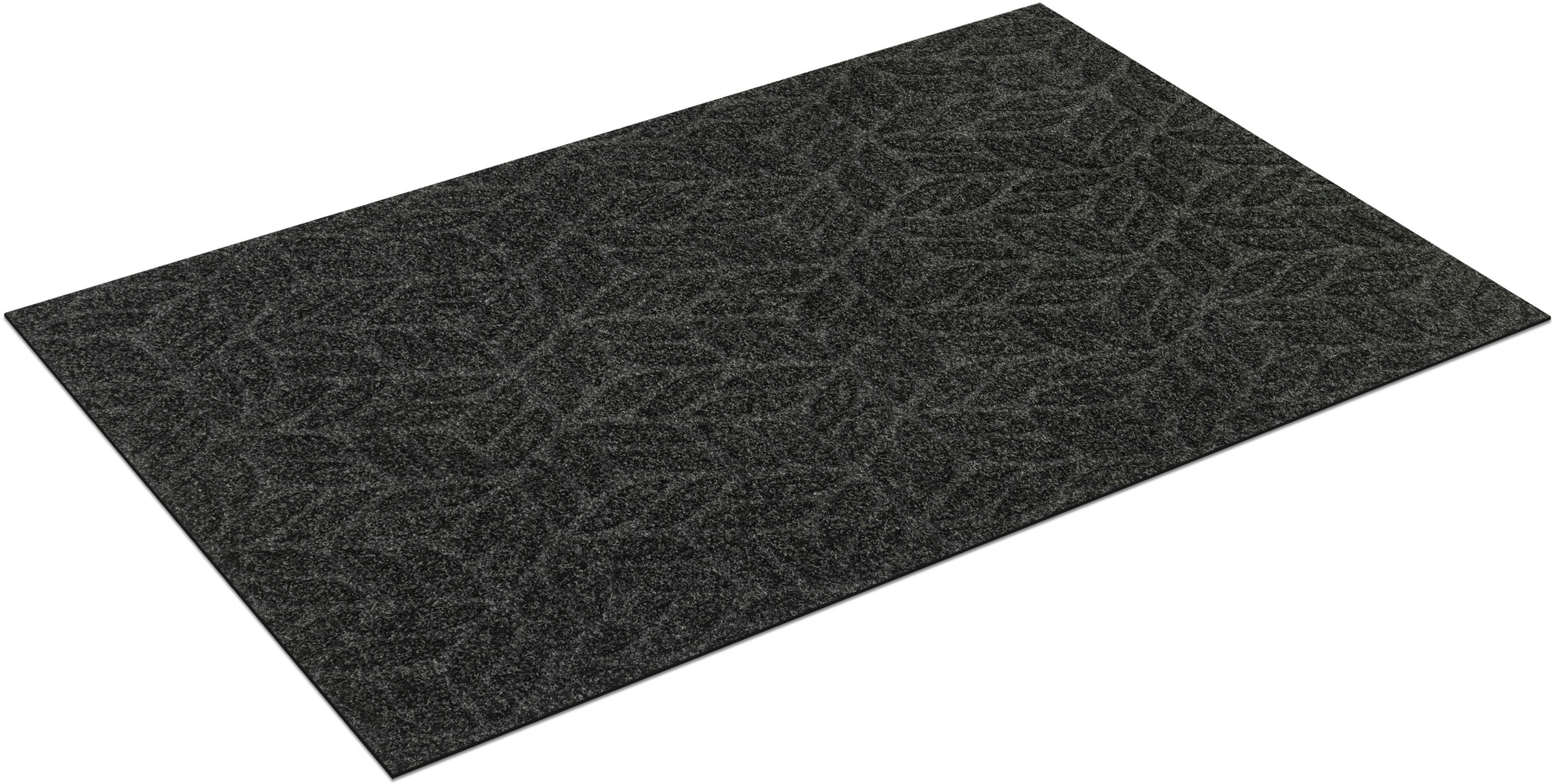 Image of wash+dry by Kleen-Tex Teppich "DUNE Leaves Dark Grey" rechteckig 8 mm Höhe