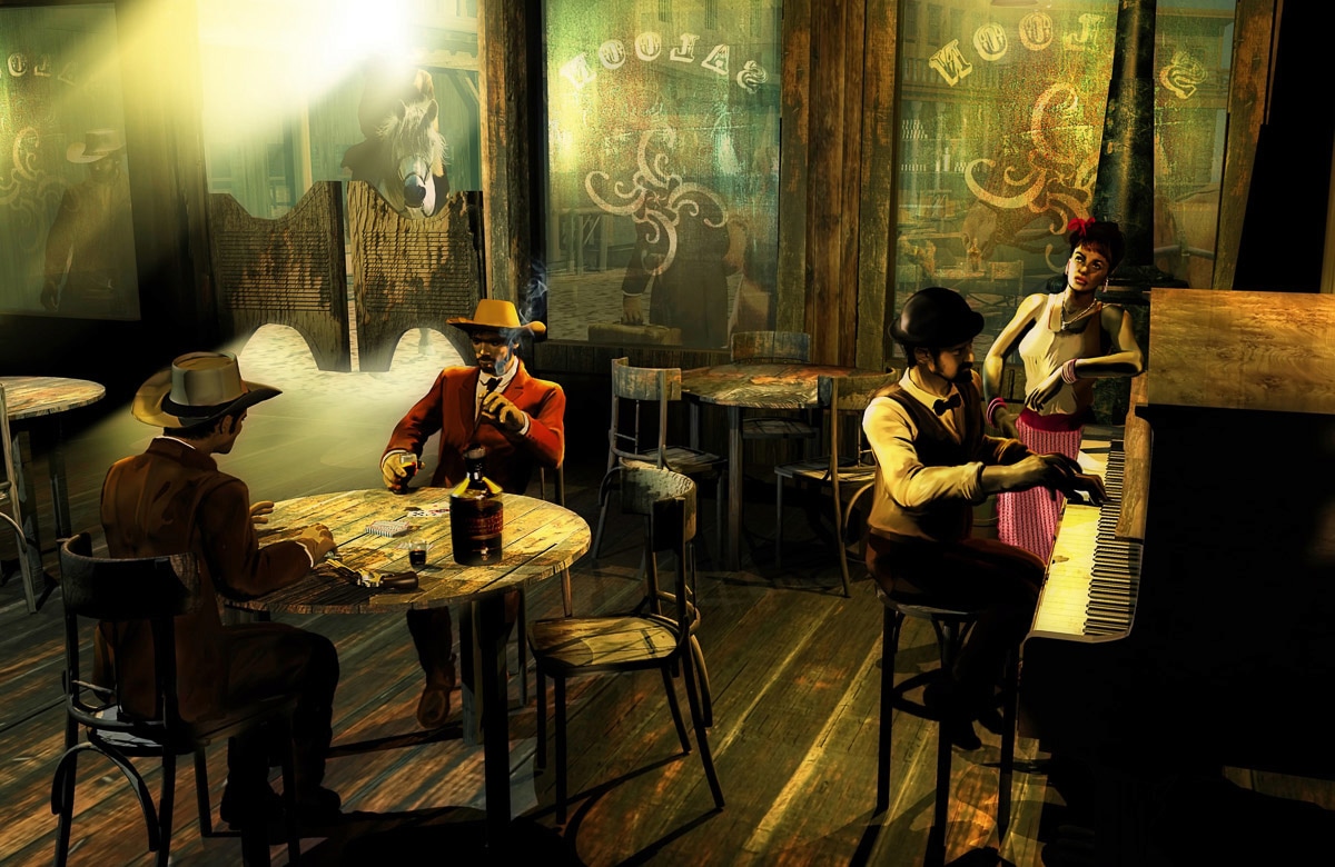 Papermoon Fototapete "SALOON-WILD WEST NOSTALGIE RETRO VINTAGE BAR COWBOY XXL"
