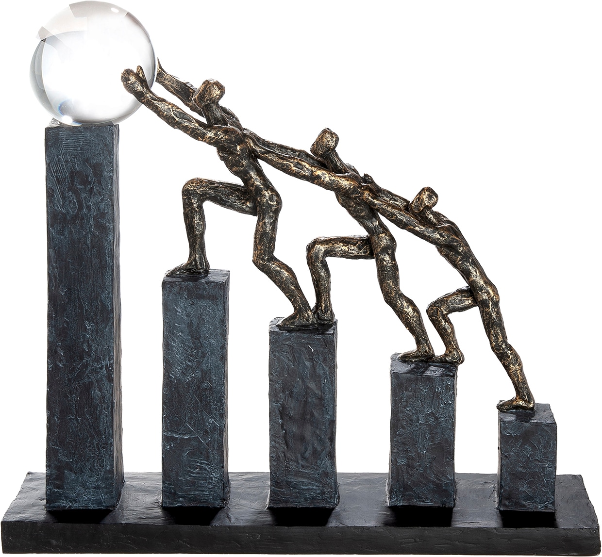 Image of GILDE Skulptur "Skulptur Teamwork bronzefarben" Gemeinschaft Zusammenhalt Partnerschaft Symbolkraft Motivation