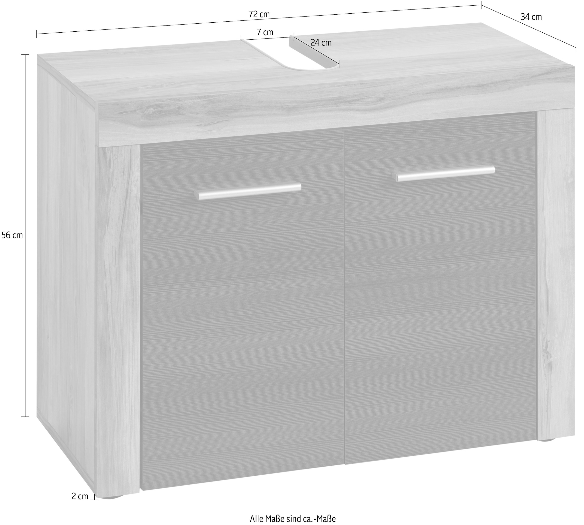 ♕ trendteam Waschbeckenunterschrank »Carcassonne«, versandkostenfrei auf Holztönen, Höhe Rahmenoptik in 56 cm mit