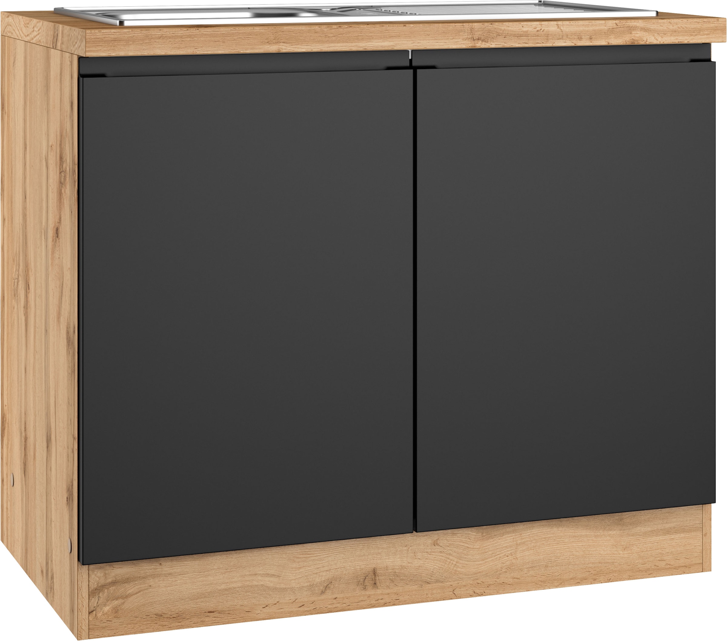 KOCHSTATION Spülenschrank »KS-Virginia,neu in verbesserter Ausführung« Stauraum, Softclose, ohne Armatur,  Breite 100 cm, inklusive Einbauspüle, Soft-Close