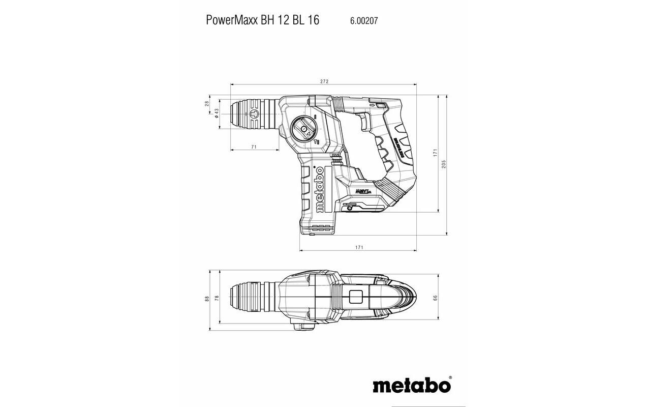 metabo Akku-Bohrhammer »Metabo Akku-Bohrhammer PowerMaxx BH«, Mit zweitem Akku/Ladegerät/im Koffer