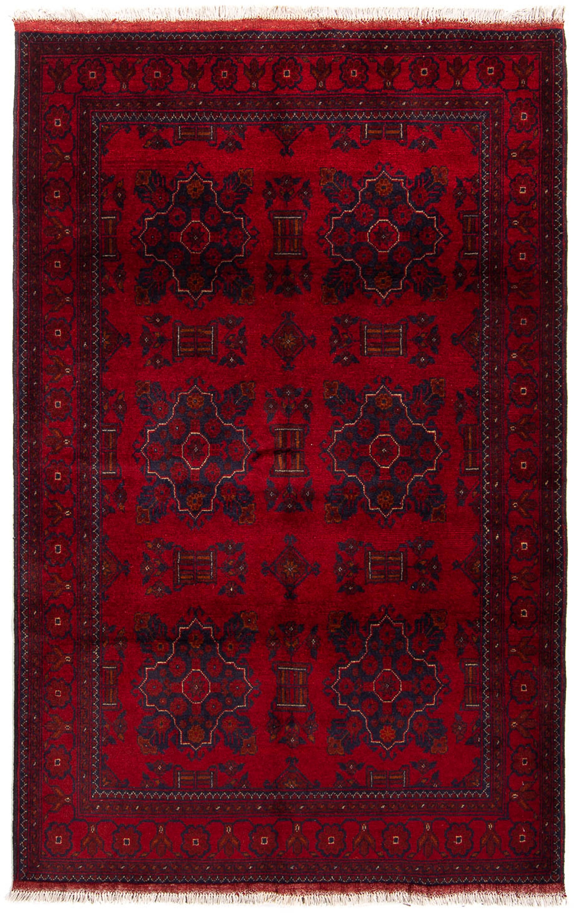 morgenland Orientteppich »Afghan - Kunduz - 219 x 126 cm - dunkelrot«, rechteckig, Wohnzimmer, Handgeknüpft, Einzelstück mit Zertifikat