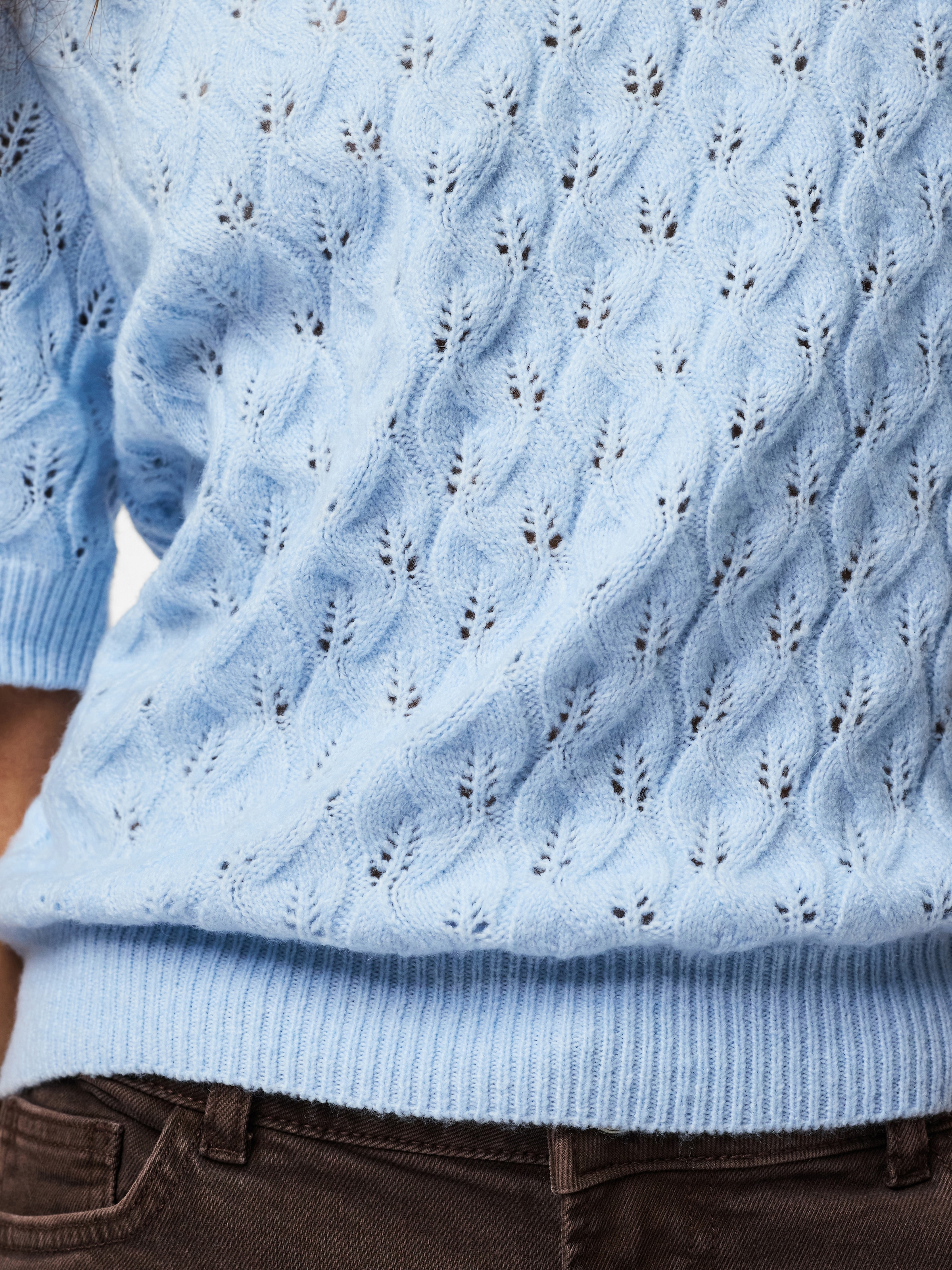 pieces Pull en tricot »PCLELOU SS O-NECK KNIT NOOS BC« avec motif ajouré