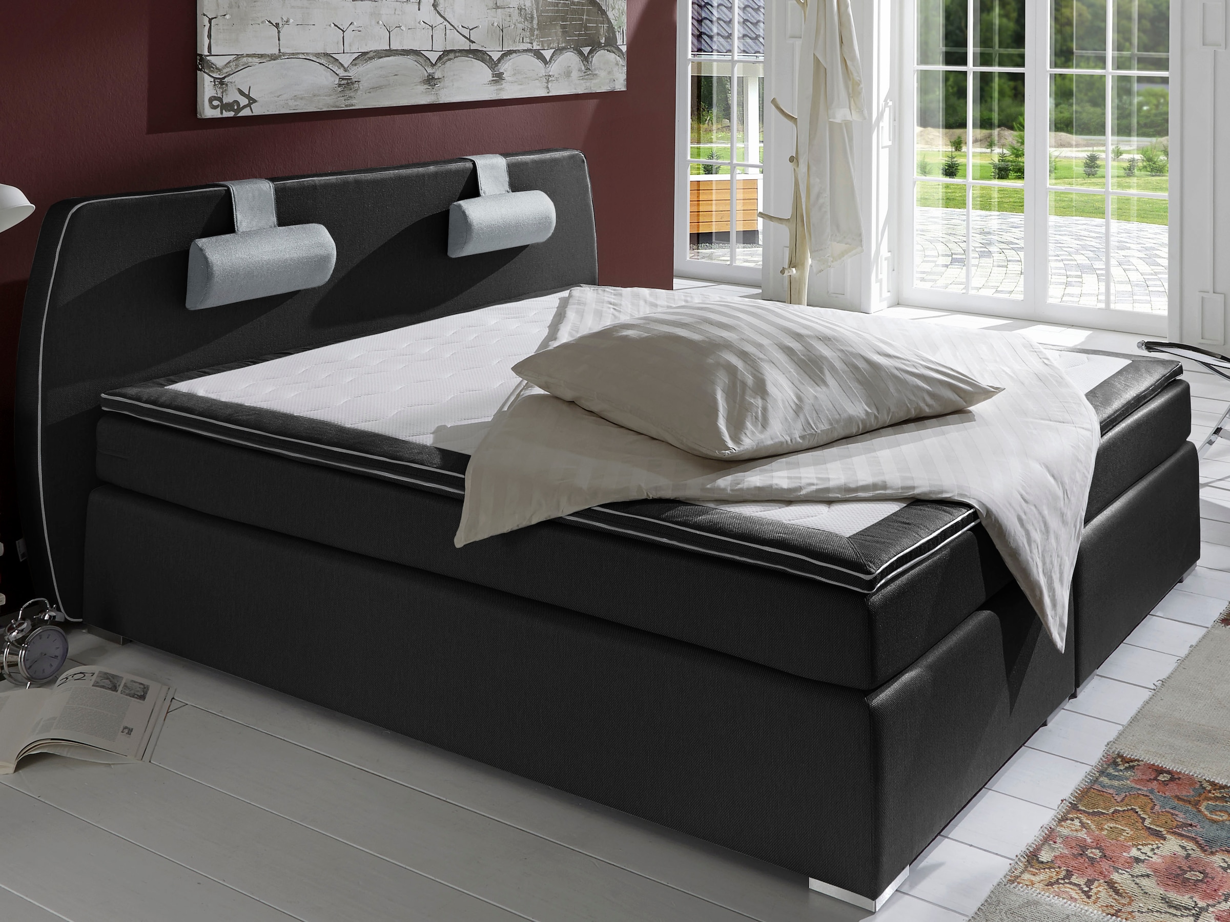 ATLANTIC home collection Lit boxspring »Rex« avec topper et coussin cervical réglable