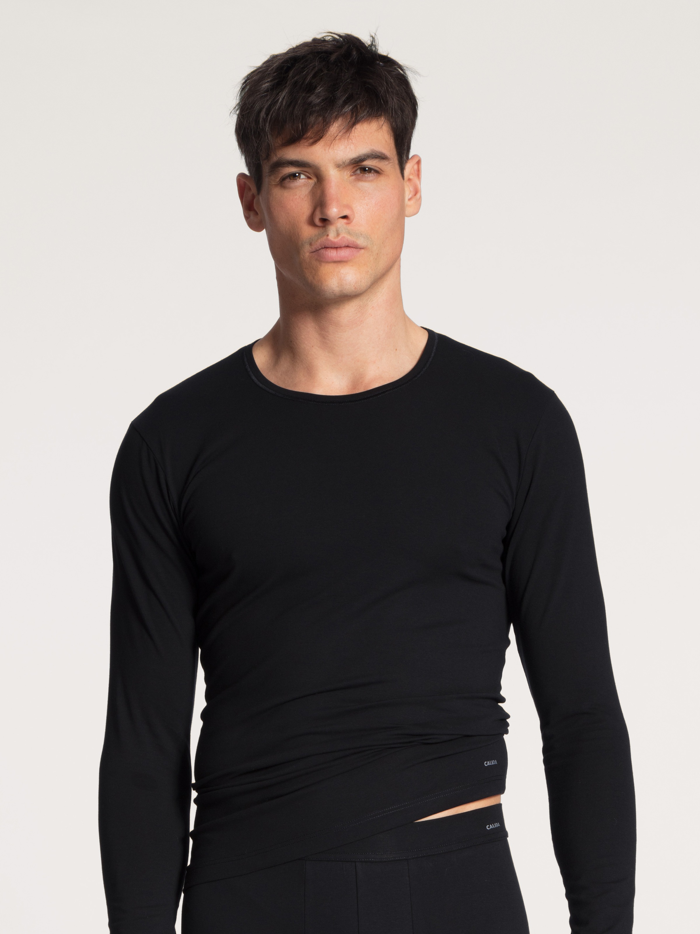 Image of CALIDA Langarmshirt "Cotton Code" Rundhals-Ausschnitt, Single Jersey, formstabil, elastisch, weich