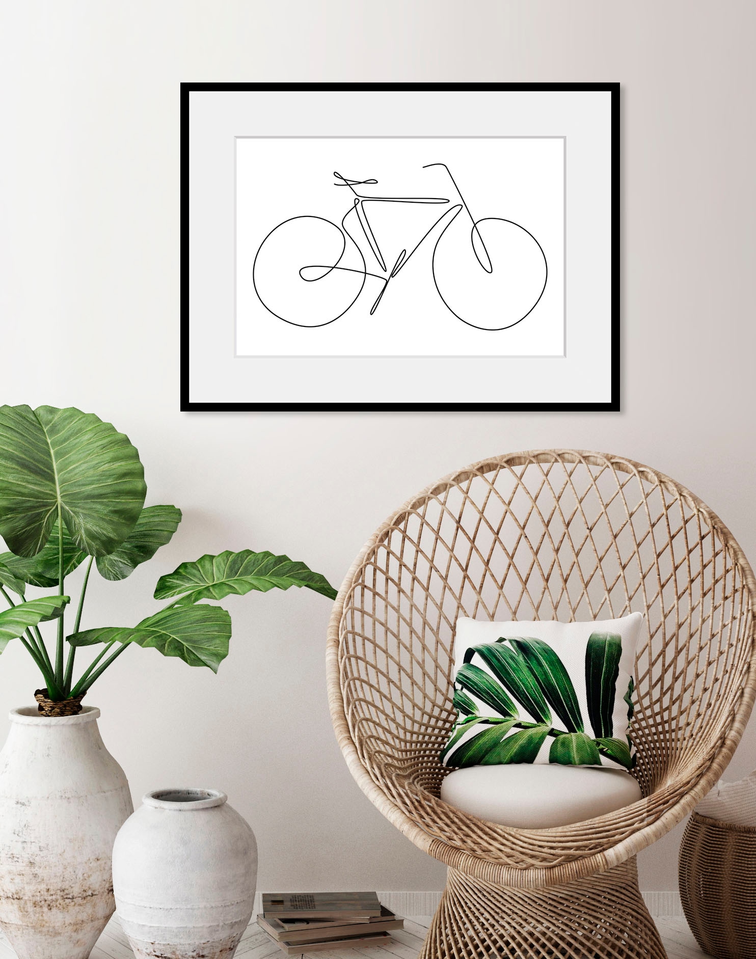 Image of queence Bild "I want to ride my bicycle" Fahrräder Kunst Schwarz-Weiss Sport 1 Stk. tlg. HD Premium Poster-Druck inkl. Holzrahmen