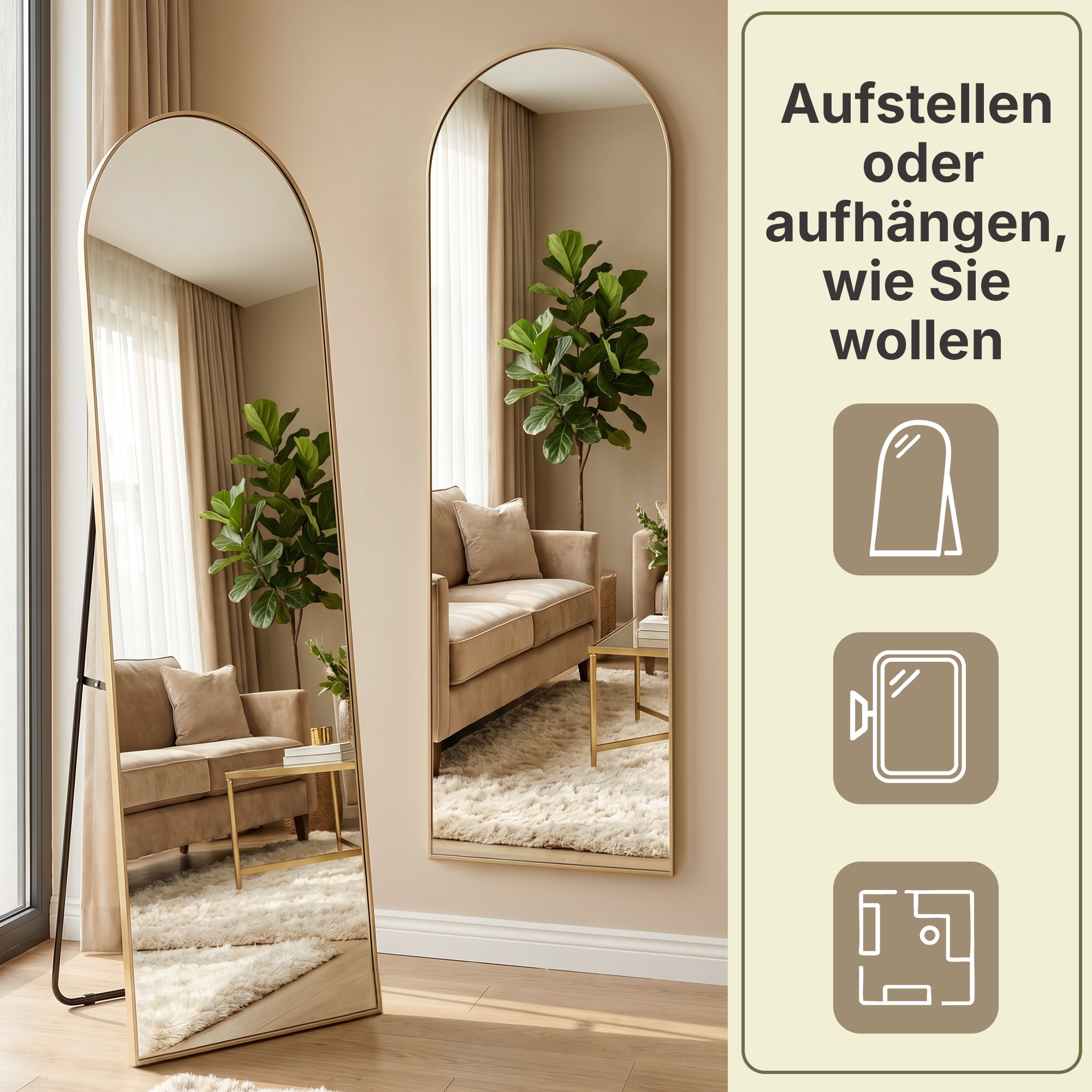 GOODproduct »Standspiegel Addrik, wahlweise in 2 Grössen 150x40cm oder 180x60cm« miroir corps entier avec verre de sécurité, en différentes couleurs