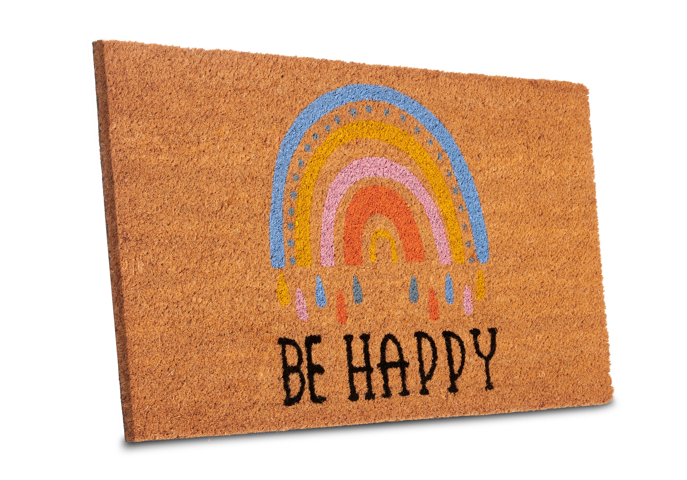 HANSE Home Fussmatte »Kokos Be Happy, Türmatte«, rechteckig, 15 mm Höhe, Schmutzfangmatte, Rutschfest, Outdoor, Innen, Aussen, Kokosmatte, Flur