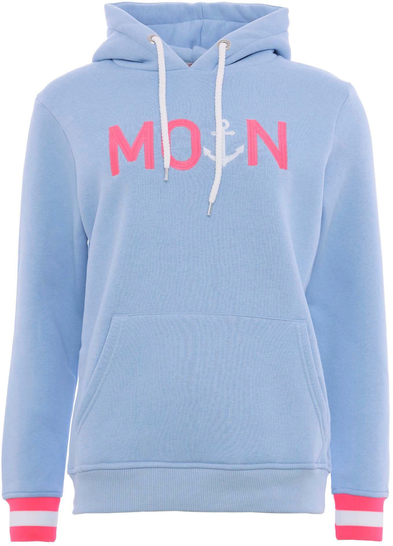 Zwillingsherz Kapuzensweatshirt »Rahel«, mit "MOIN"-Stickerei und neongestreiften Bündchen