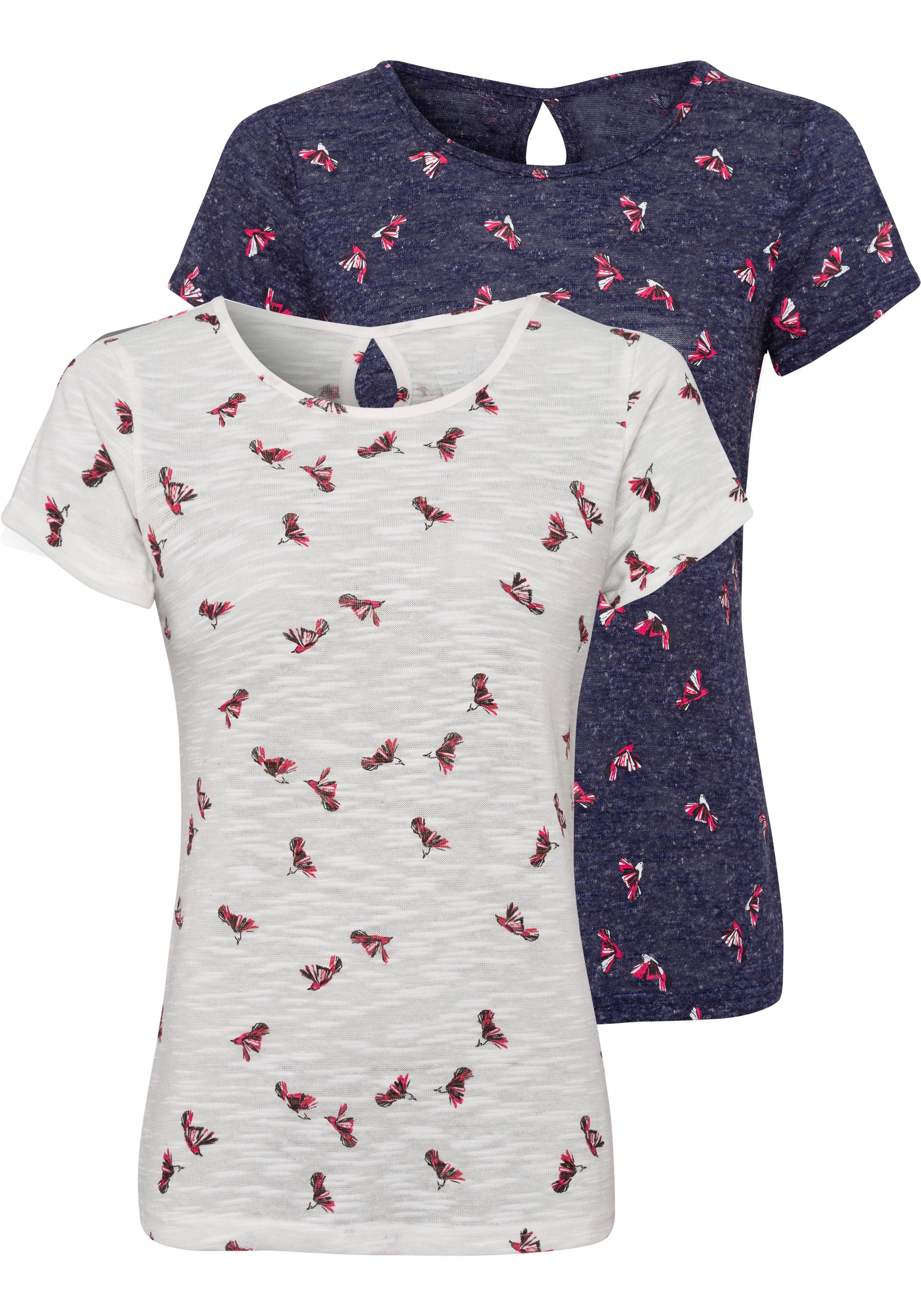 Image of Vivance T-Shirt, (2er-Pack), mit schönem Kolibri-Druck bei Ackermann Versand Schweiz