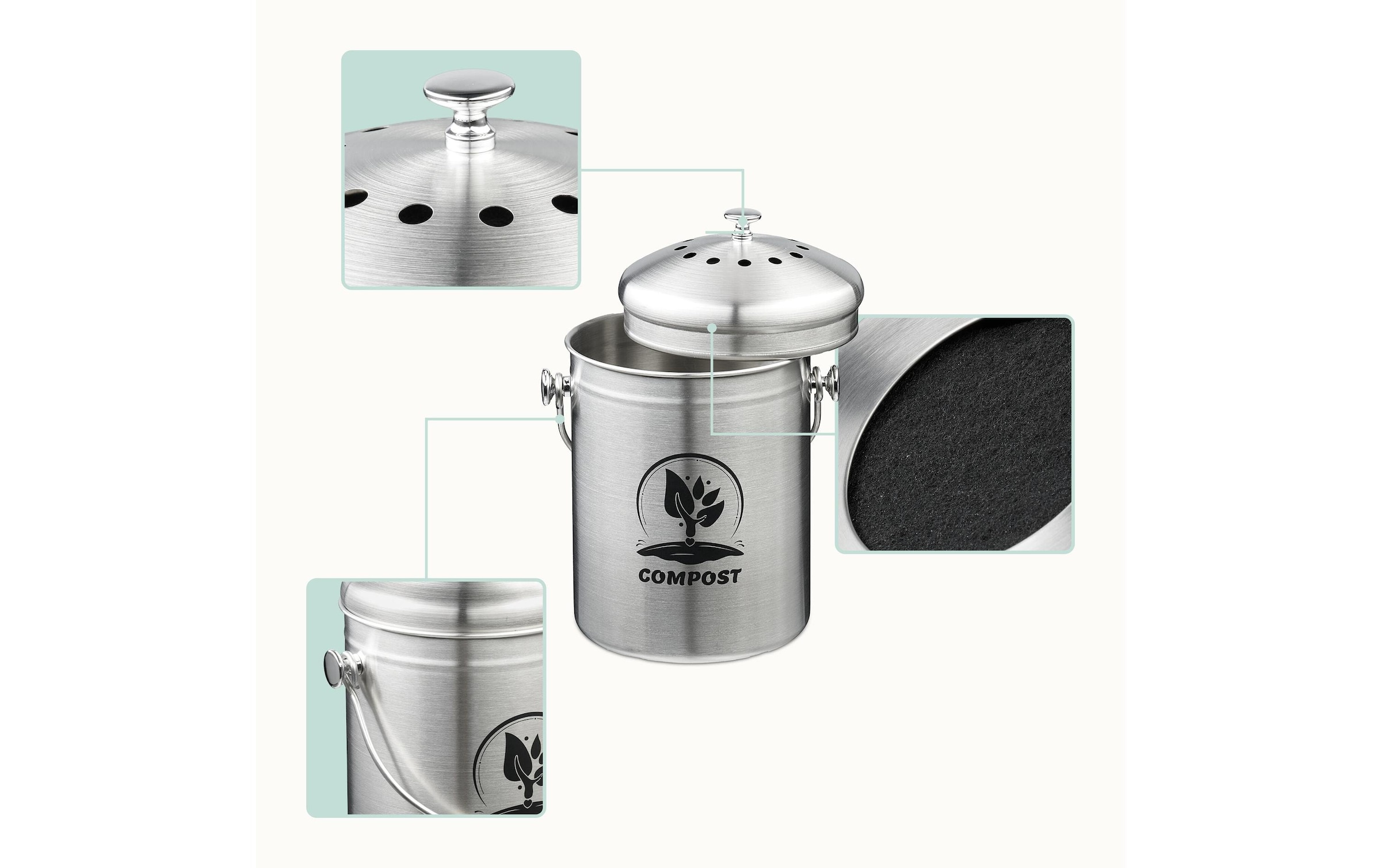 relaxdays Biomülleimer »mit Geruchsfilter 5 l«