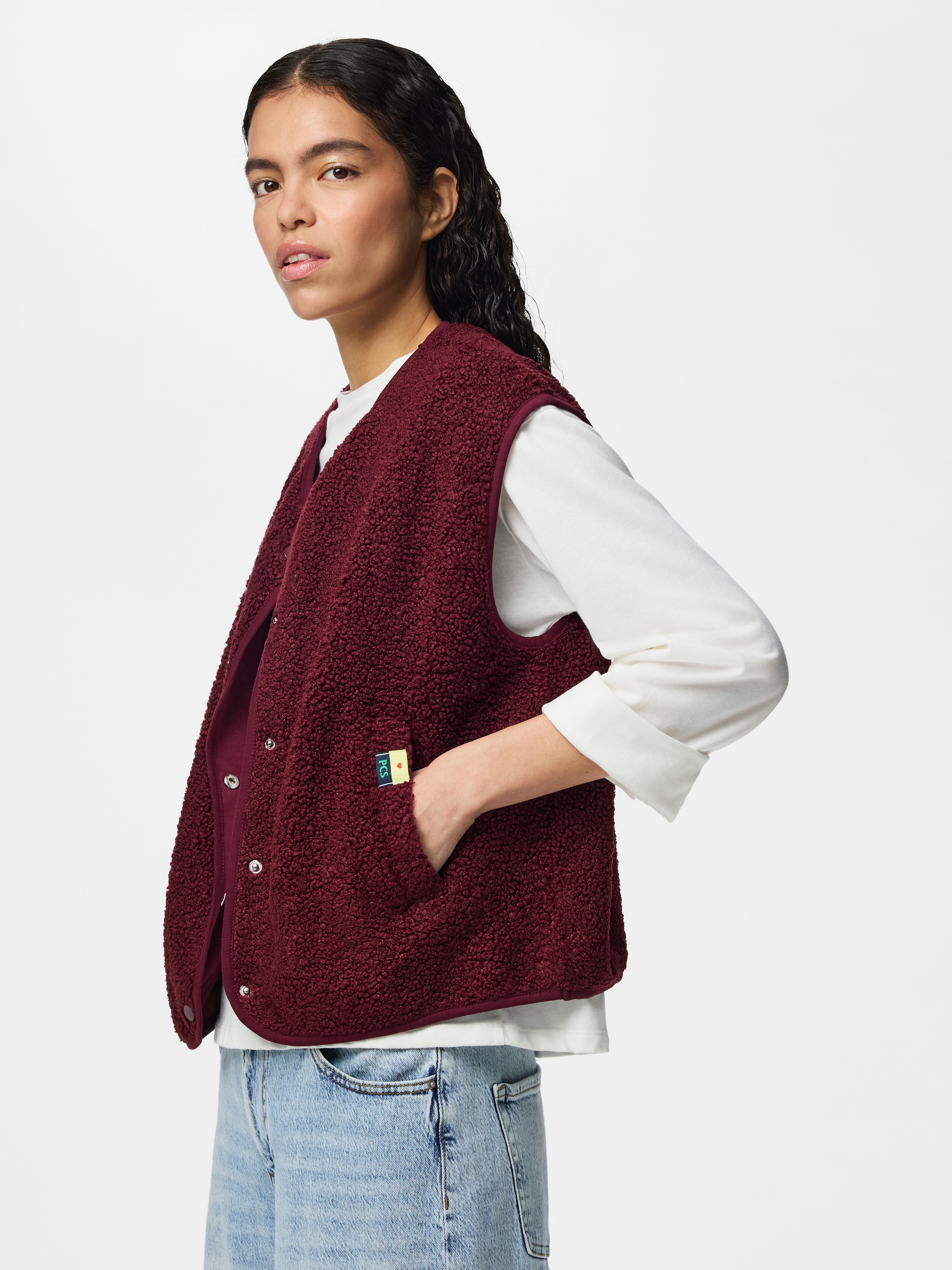 pieces Gilet en peluche »PCKATTY TEDDY VEST NOOS BC« Fibre synthétique, peluche