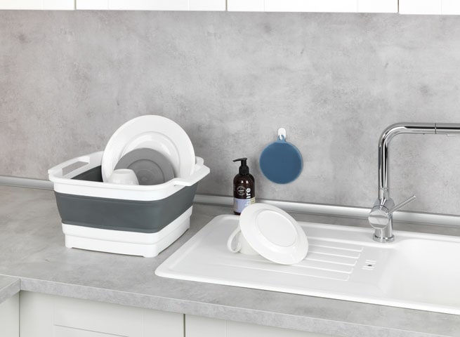 WENKO Waschschüssel »Modell Sira« faltbare Spülschüssel mit Henkeln, ideal für Zuhause und Camping, 8 L