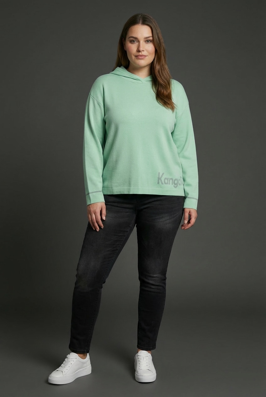 KangaROOS Kapuzenpullover aus Viskose-Mix, lässige Passform, Langarm, grosse Grössen