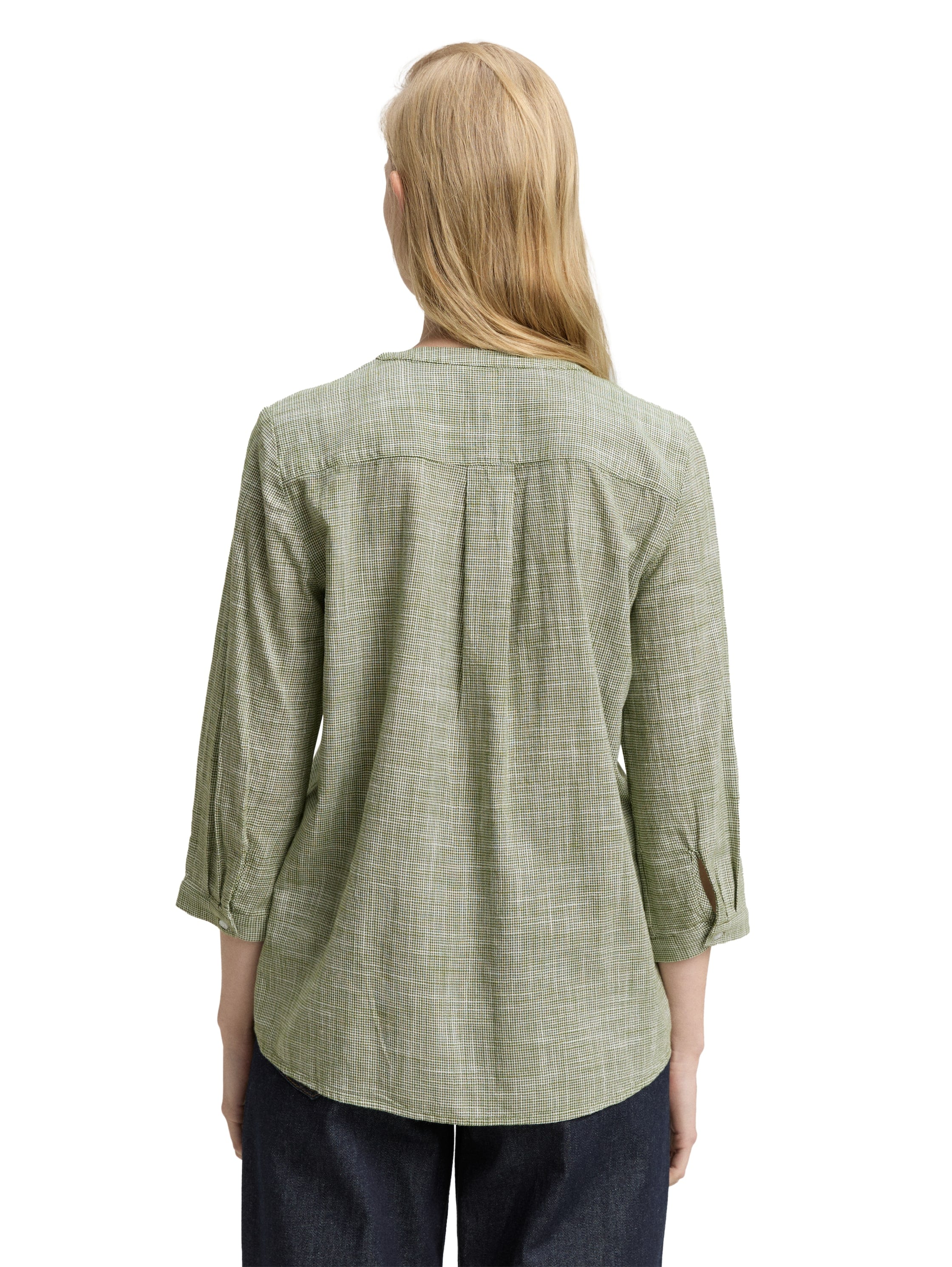 TOM TAILOR Klassische Bluse, mit geschlitztem Rundhalsausschnitt