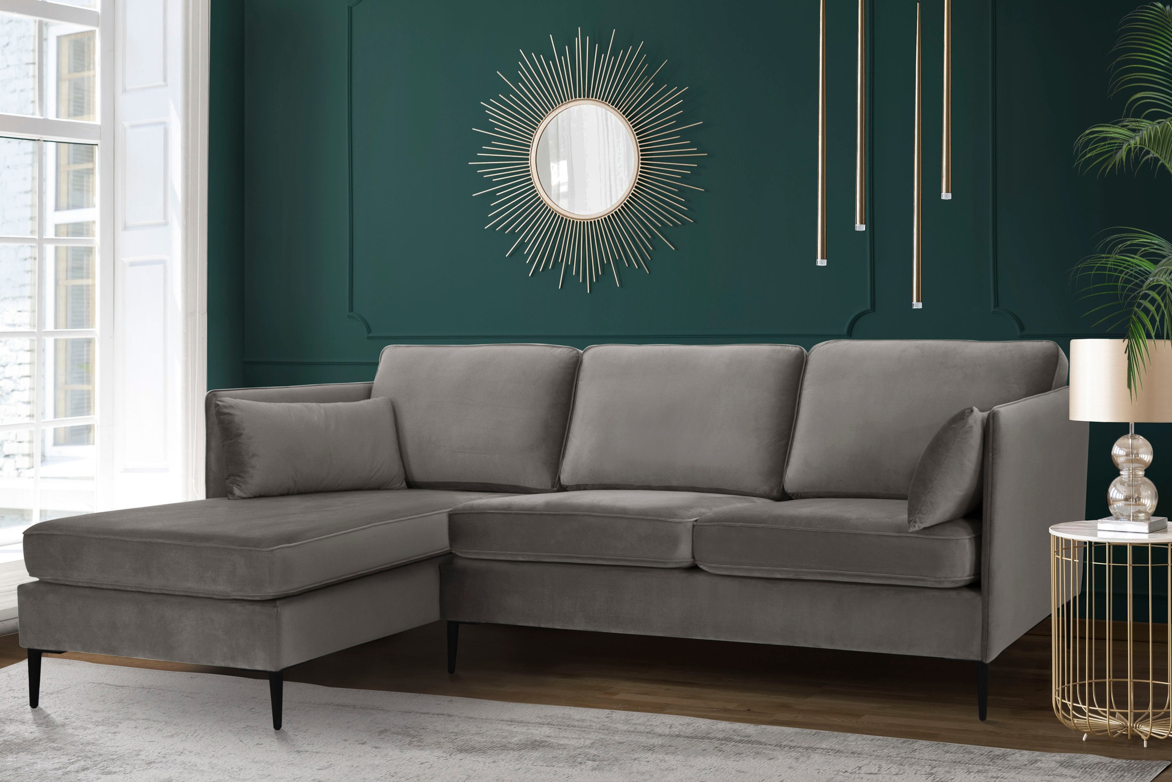 Leonique Ecksofa »Light L-Form«, inklusive loser Zierkissen, mit schmalen Armlehnen und Teleskopfüssen