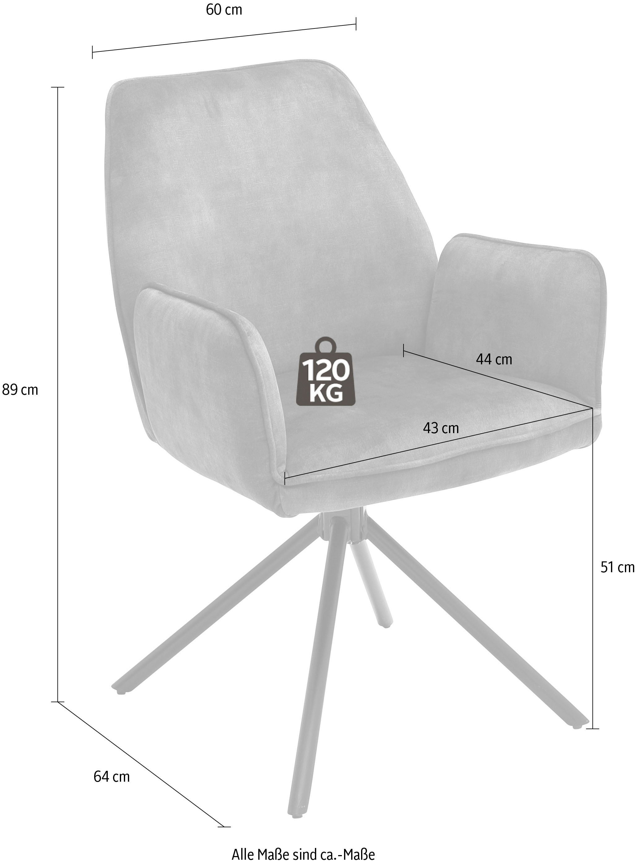 MCA furniture Esszimmerstuhl »Ottawa mit Armlehne«, (Set), 2 St., Vintage,  Vintage Veloursoptik mit Keder, Stuhl belastbar bis 120 Kg jetzt kaufen