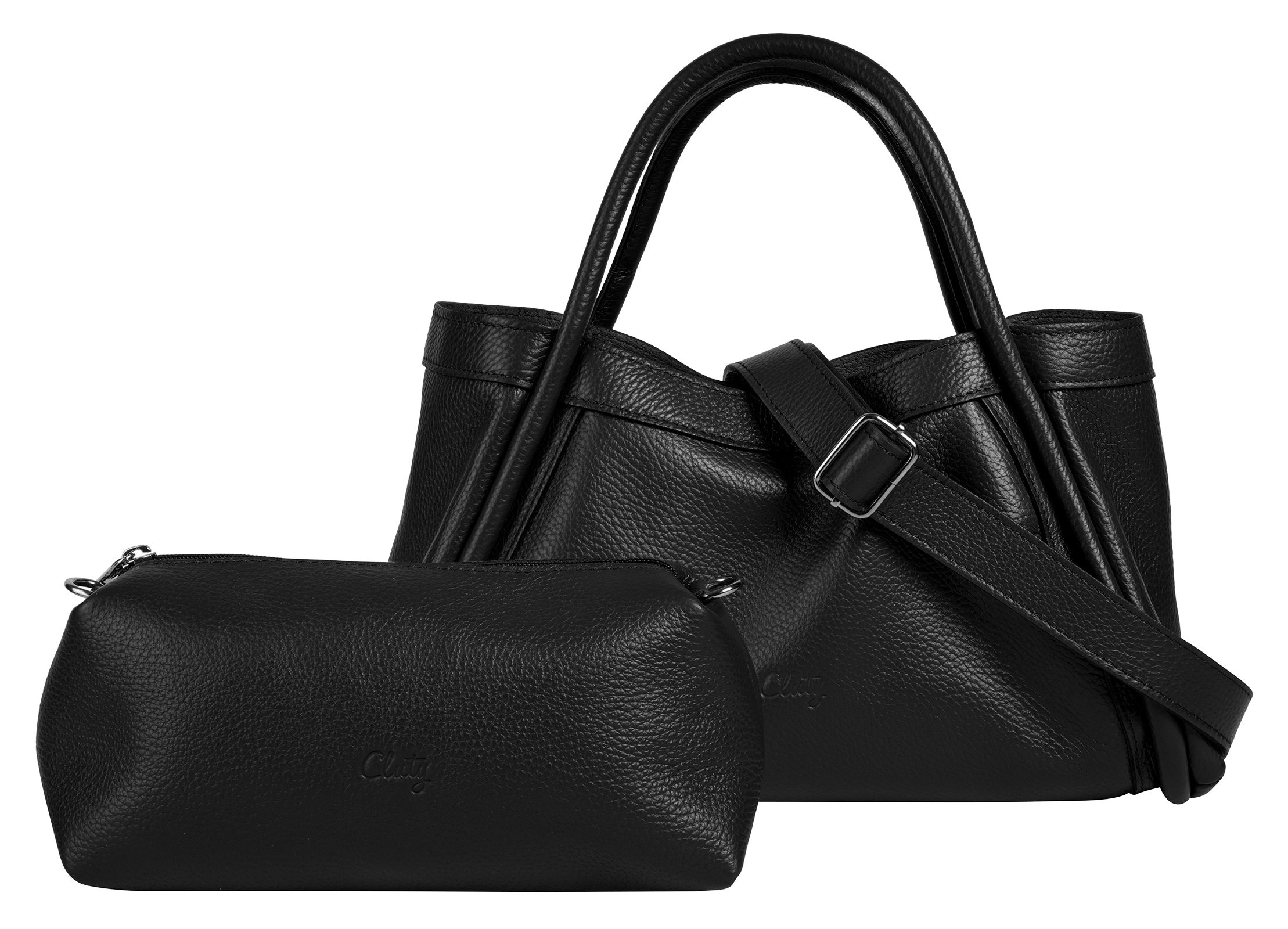 Image of Cluty Henkeltasche "2 in 1" echt Leder, Made in Italy