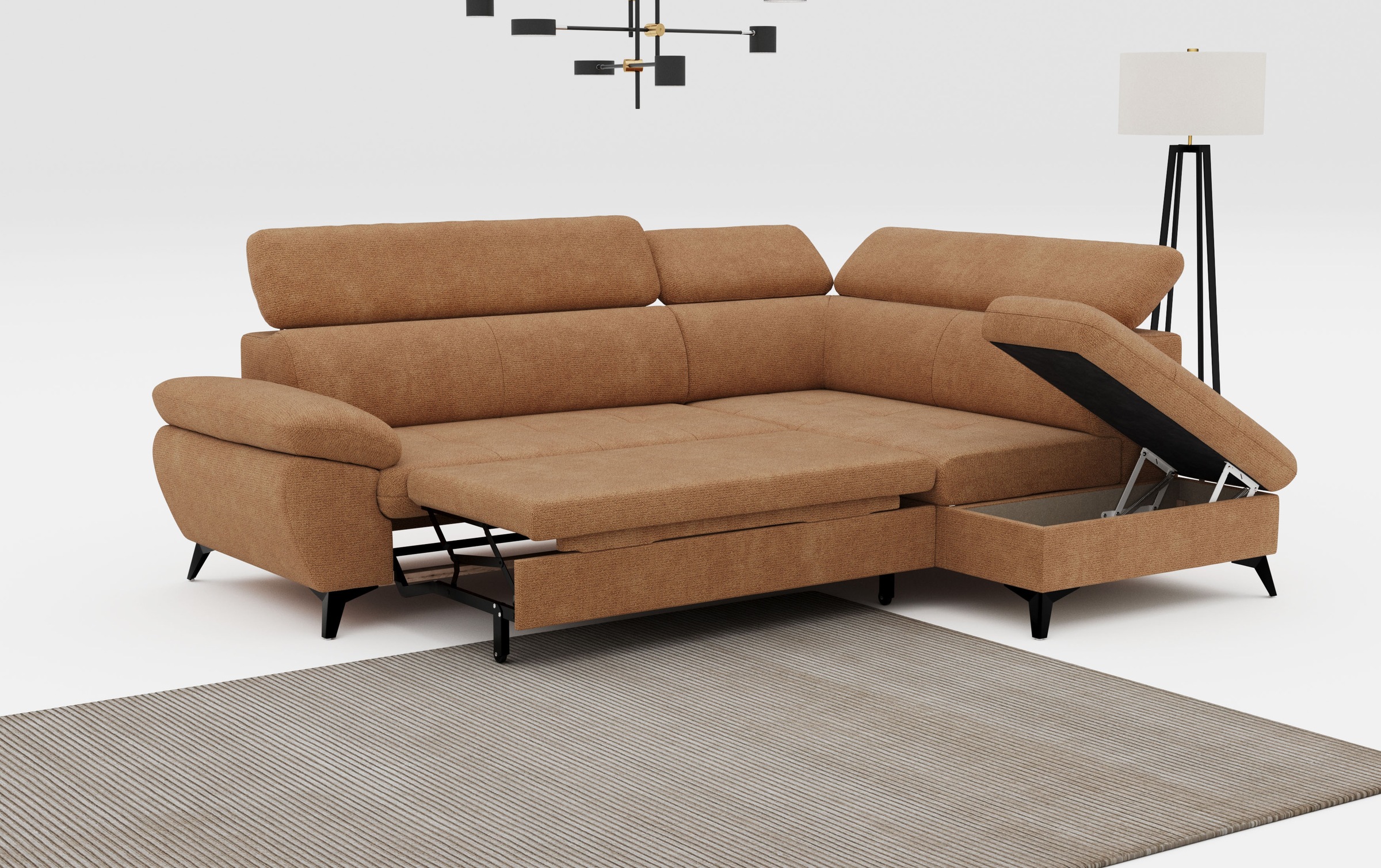 COTTA Ecksofa »Hudson L-Form«, mit Kopfteilverstellung, wahlweise mit Bettfunktion & Bettkasten