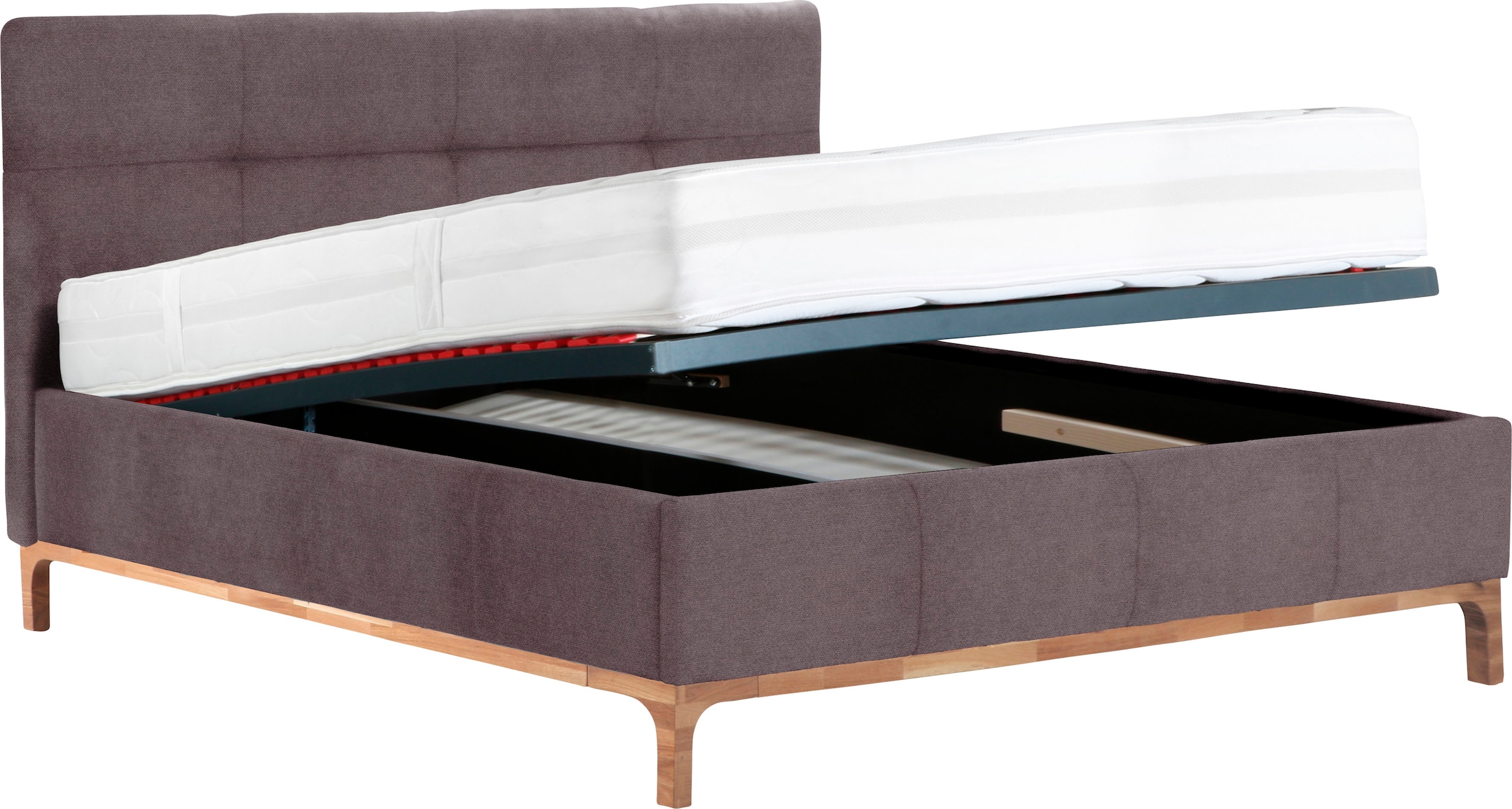 Home affaire Polsterbett »Noan« Bettkasten, Lattenrahmen mit Gasdruckfedern, auch mit 7-Zonen-Matratze