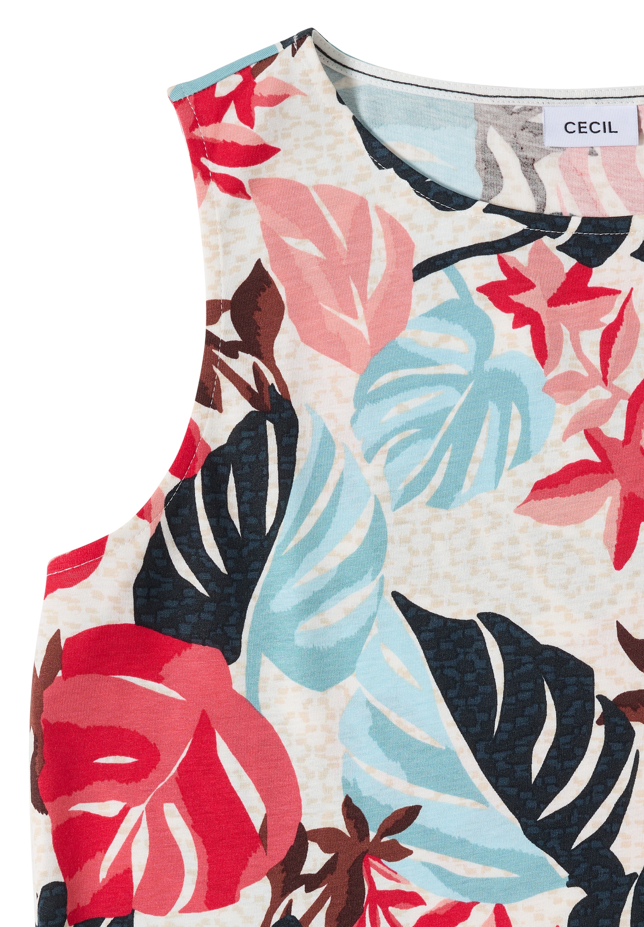 Cecil Shirttop Sommertop mit Rundhals und Blätterprint