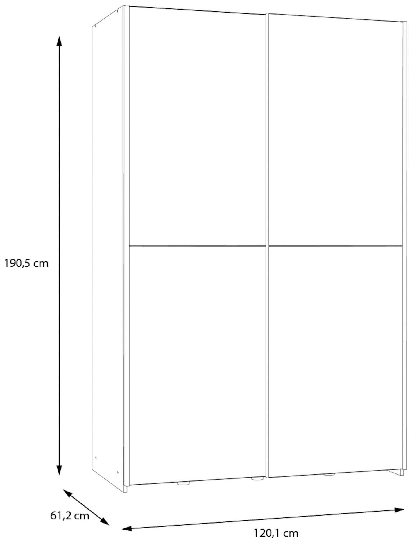 FORTE Schwebetürenschrank »2 Schiebetüren, Made in Europe, stabil und zeitlos« 5 Breiten: 120 -200cm, Höhe ca. 190cm,  in verschiedenen Farben und Breiten