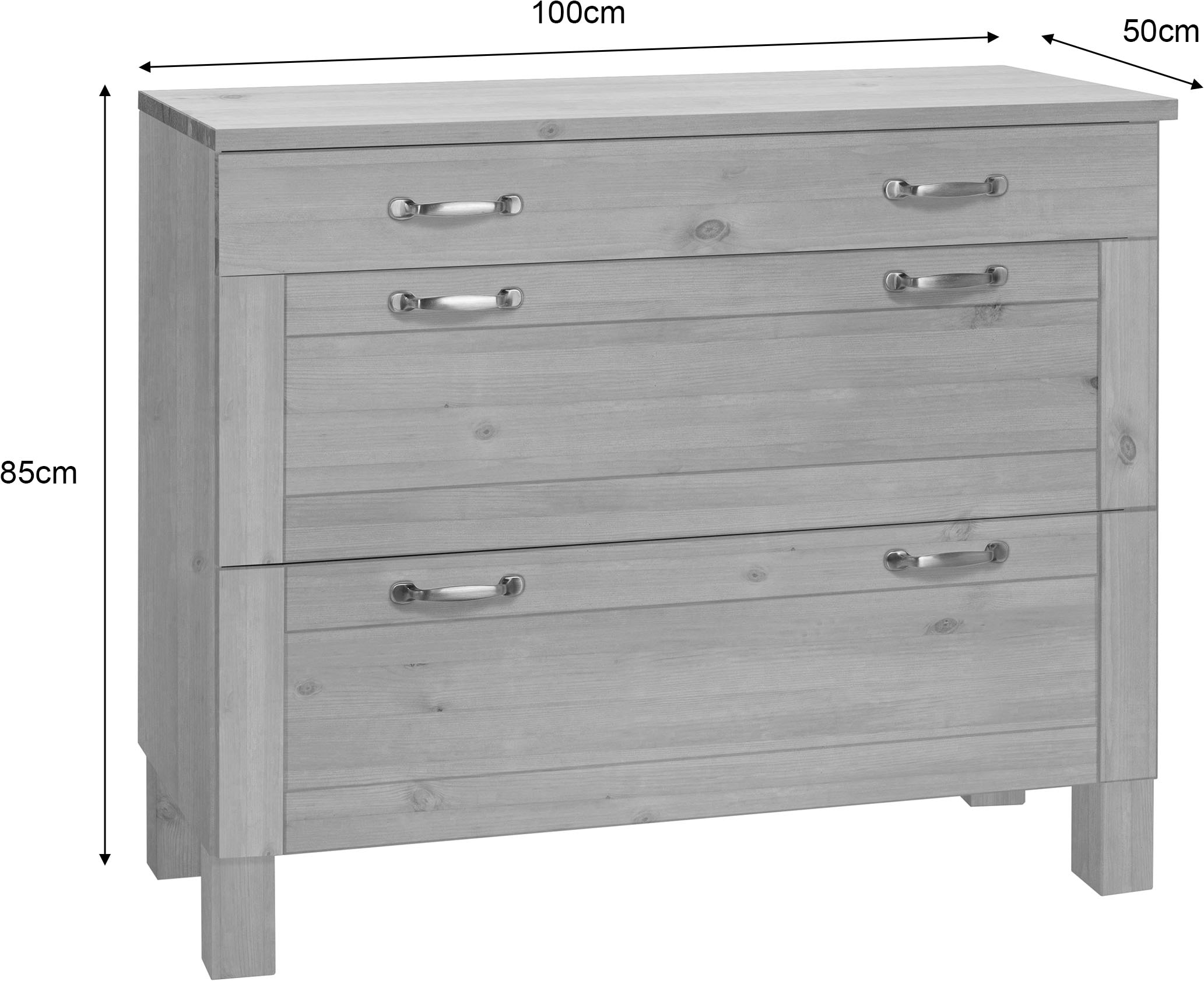 Home affaire Unterschrank »Alby« Breite 100 cm, 3 Schubladen