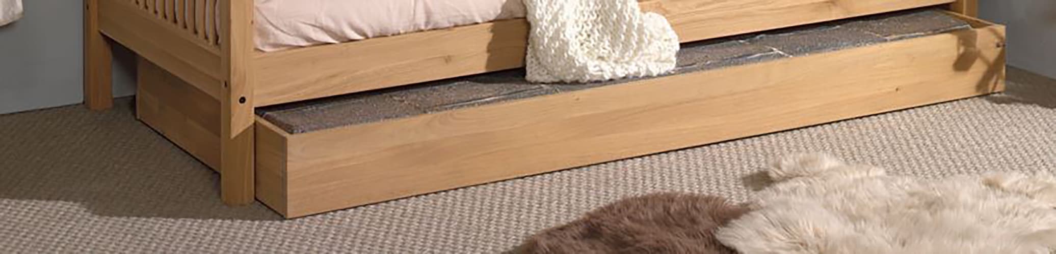 Vipack Bettschubkasten Made in Europe,  mit Rollenführung, 90x90cm, auch als Stauraum nutzbar, Eiche geölt