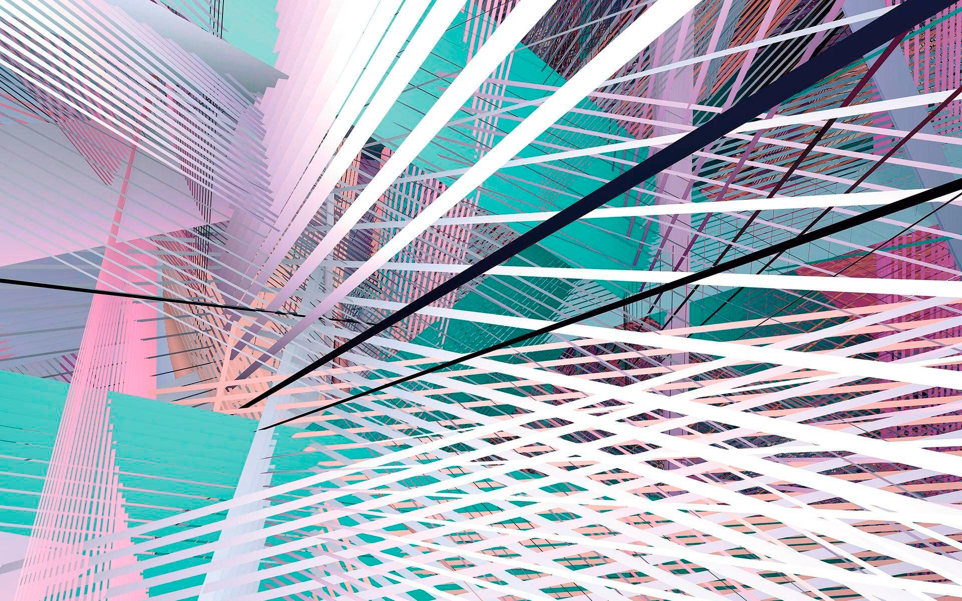 Image of Komar Vliestapete "Digitaldruck Vlies - Space Grid Spring - Grösse 400 x 250 cm" bedruckt glatt Wohnzimmer, Schlafzimmer