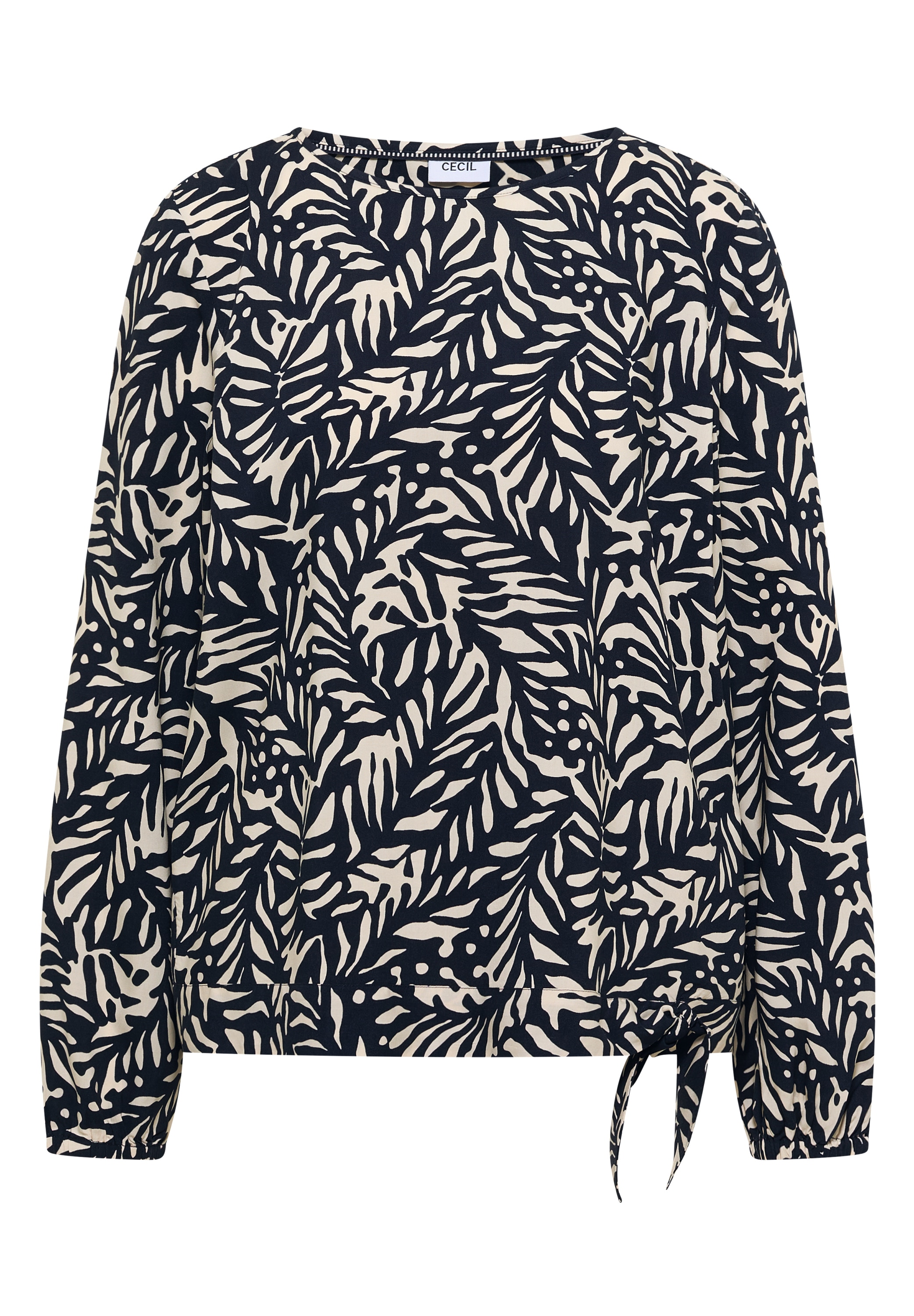 Cecil Blouse à manches longues mit Allover-Muster und aus reiner Viskose