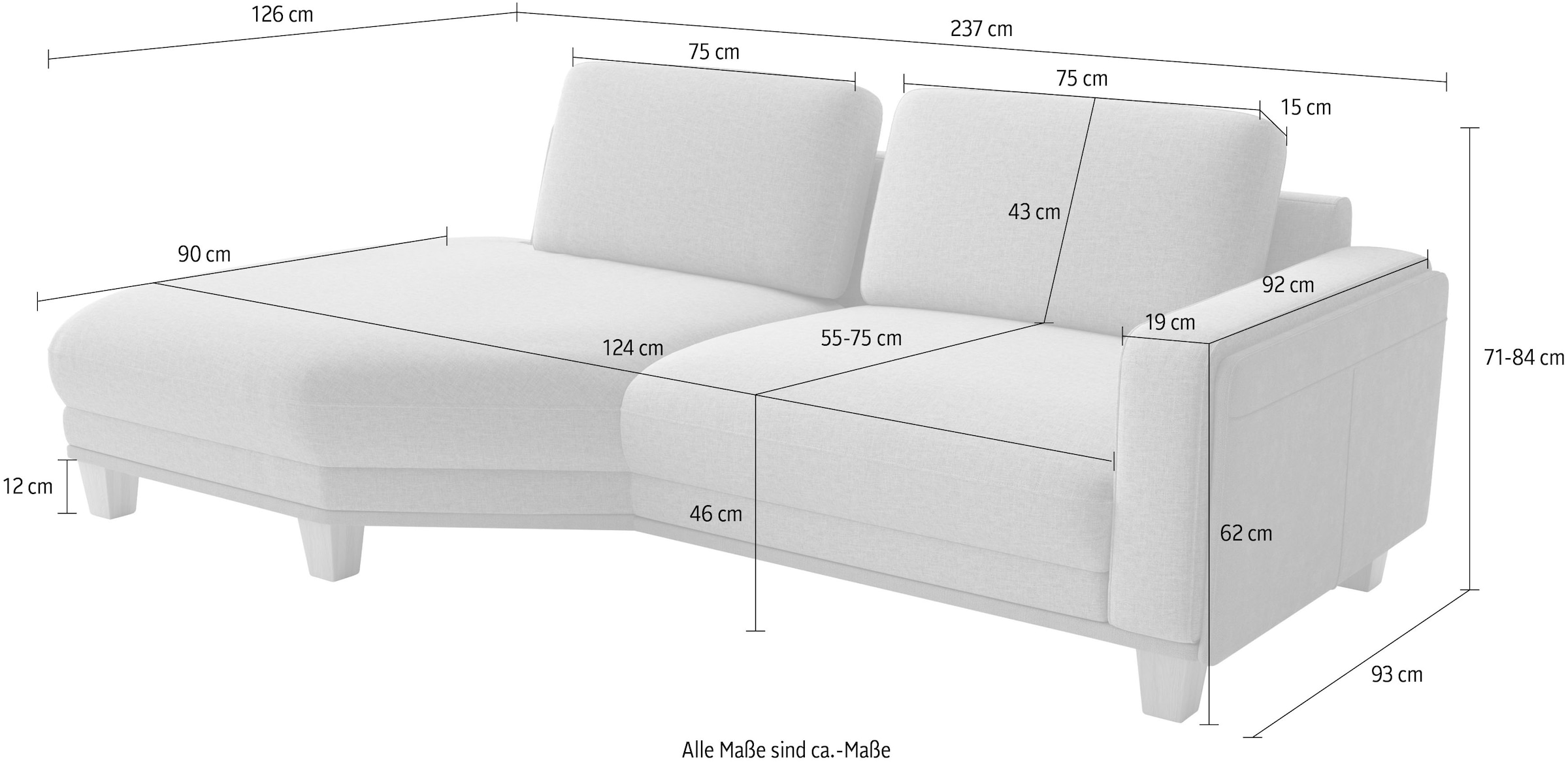 sit&more Ecksofa »Concept« Modernes Sofa in drei Fussfarben zur Auswahl