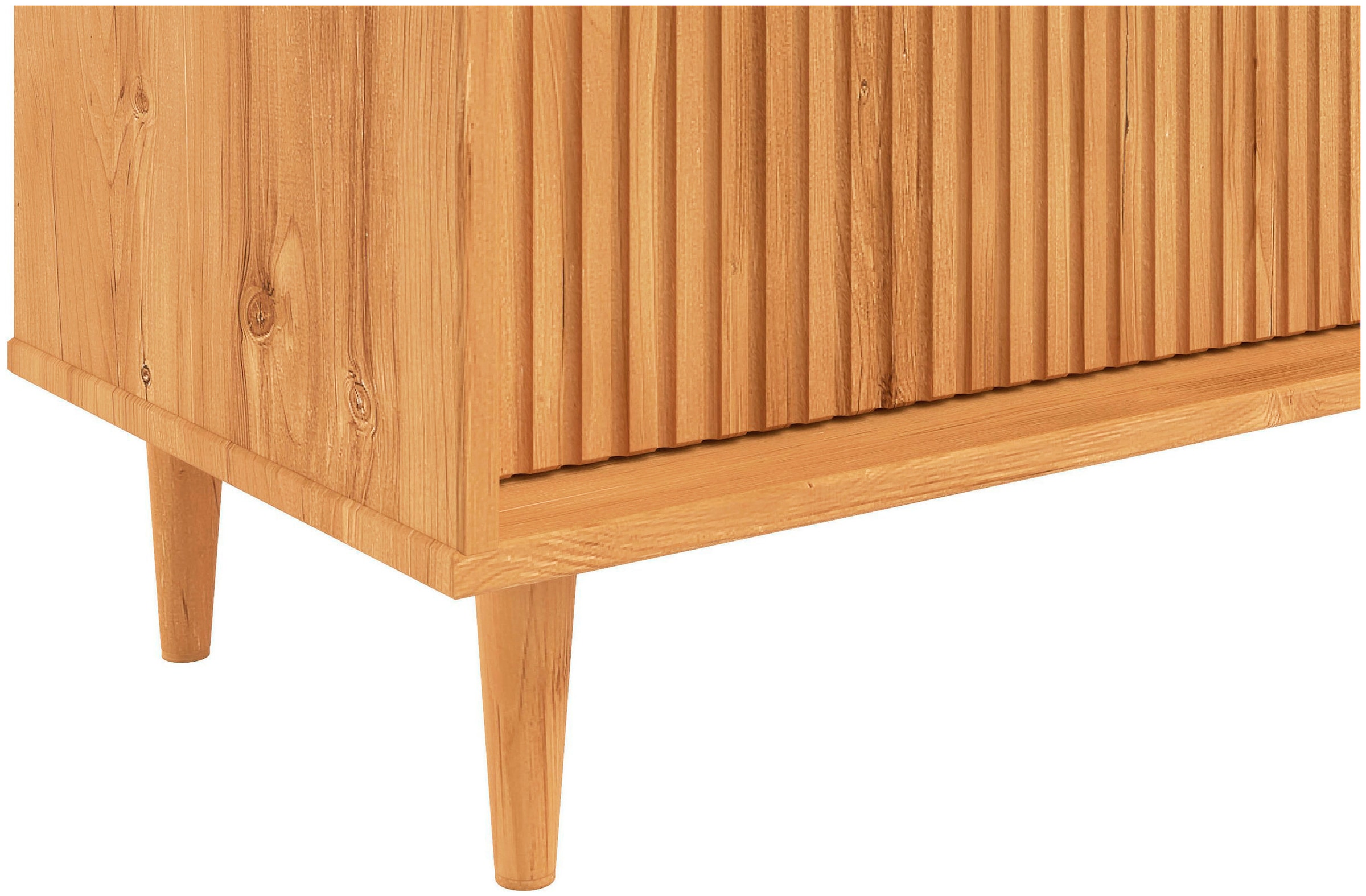 GOODproduct Highboard »Malmedy Midischrank mit einer Lamellenoptik und Push to Open Funktion« massives Kiefernholz, Push-to-open Funktion, verstellbare Einlegeböden