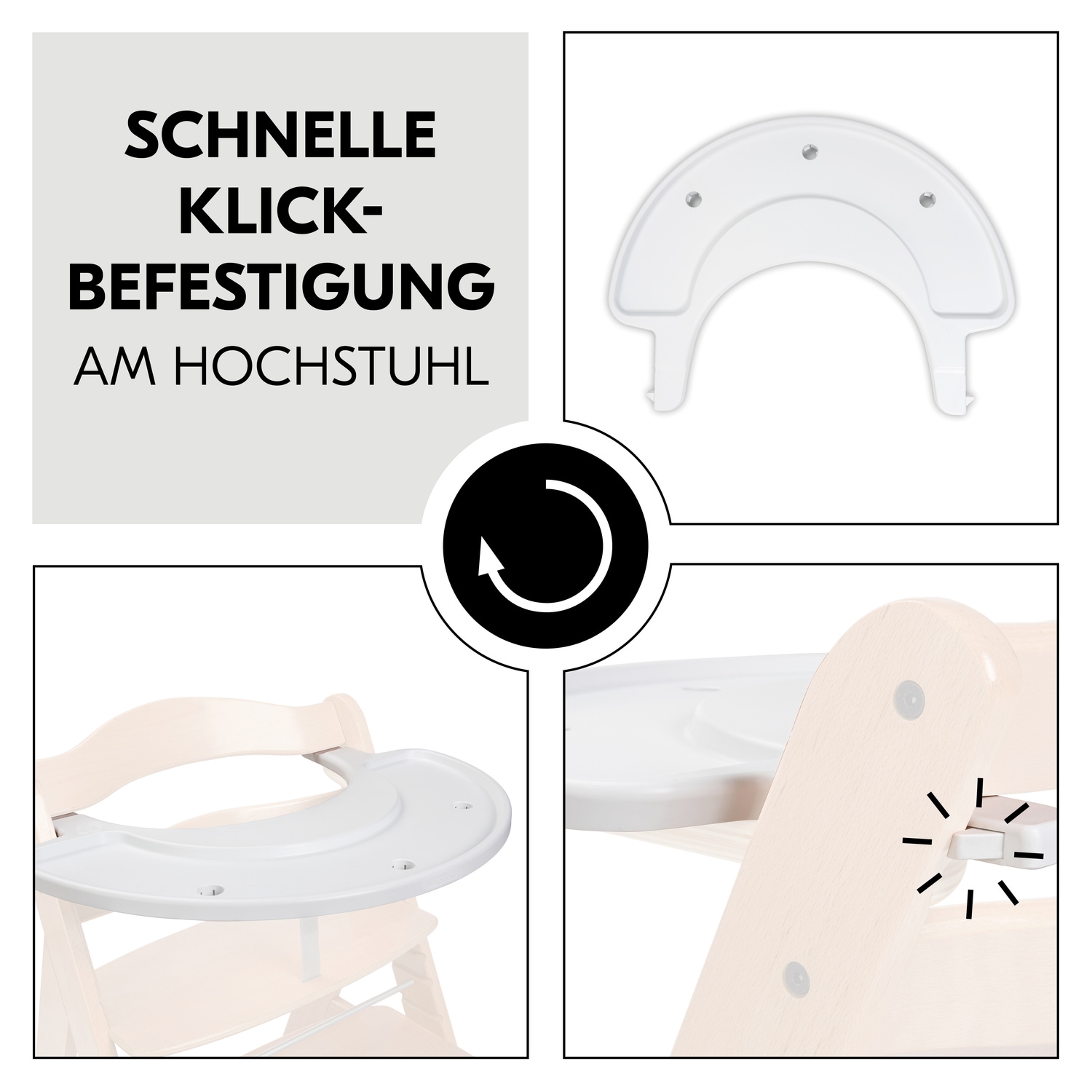 Hauck Plateau de chaise haute »Alpha Play Tray, White« aus recyceltem Material