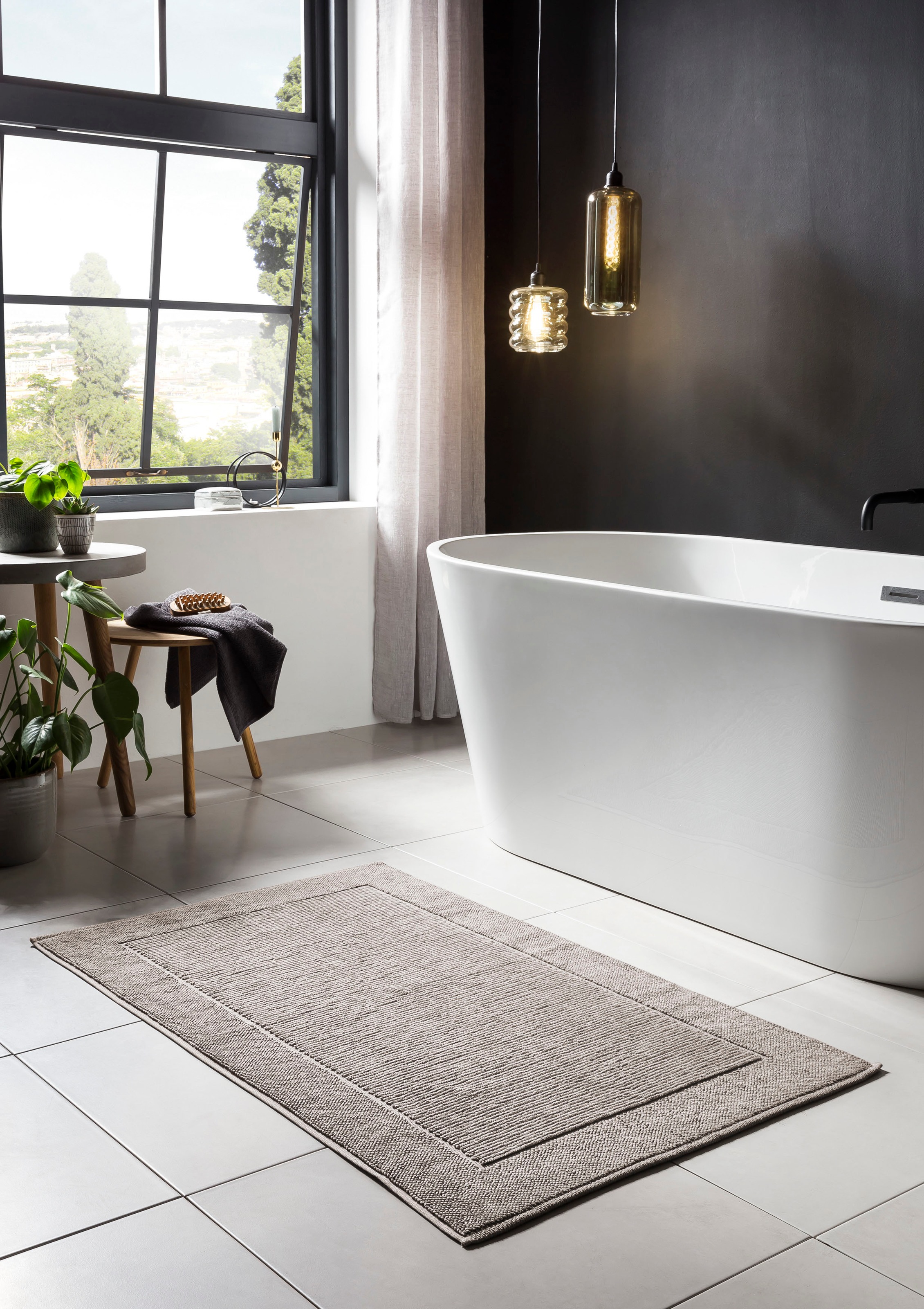 done.® Badematte »Damian«, fussbodenheizungsgeeignet, Badteppich, Uni-Farben, mit Bordüre, Hoch-Tief Effekt, reine Baumwolle