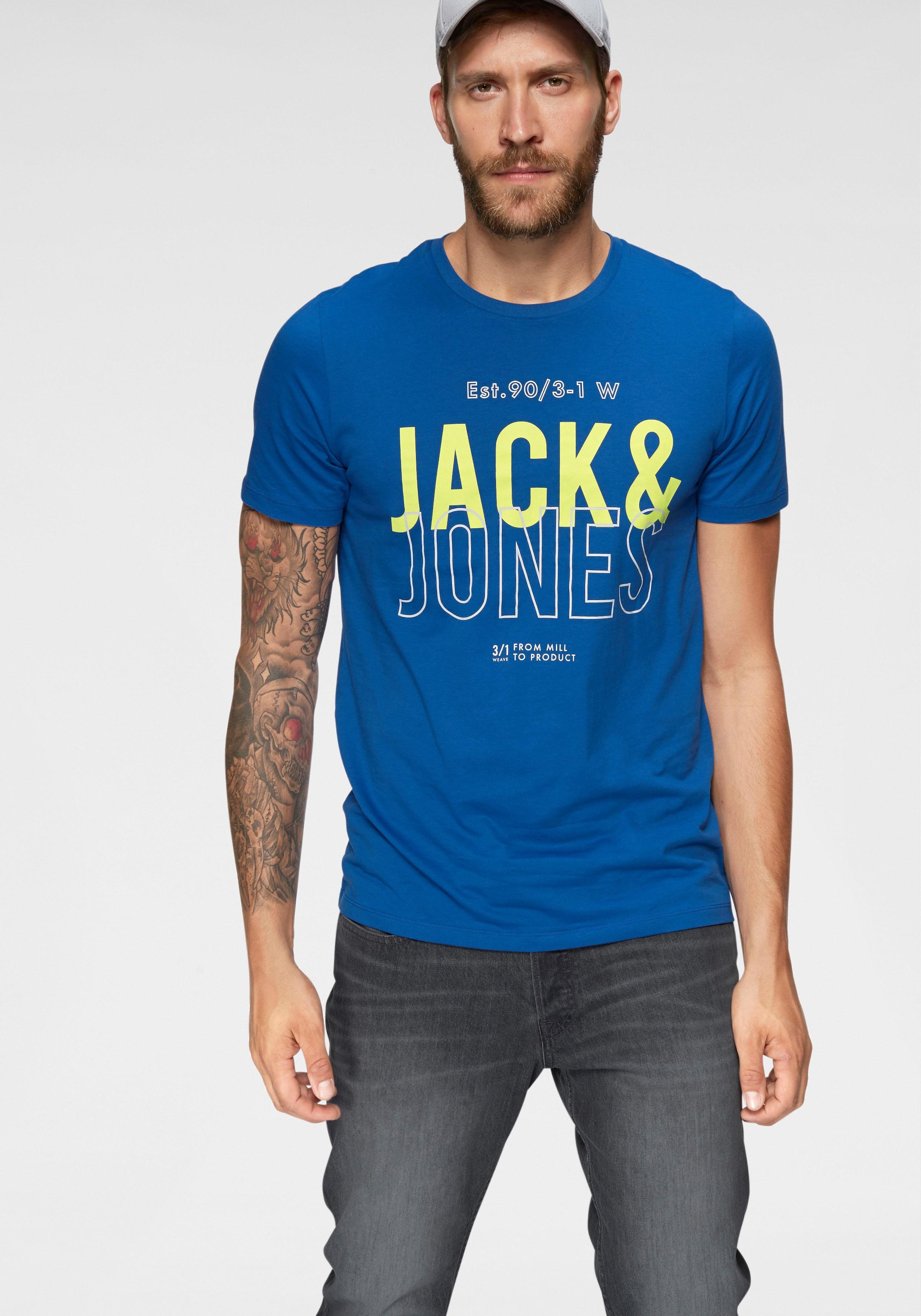 Image of Jack & Jones T-Shirt "JCOKOMPO Kurzarm-Design mit Print und optimaler Passform" Print, modisch, regular fit, Baumwolle, Rundhals
