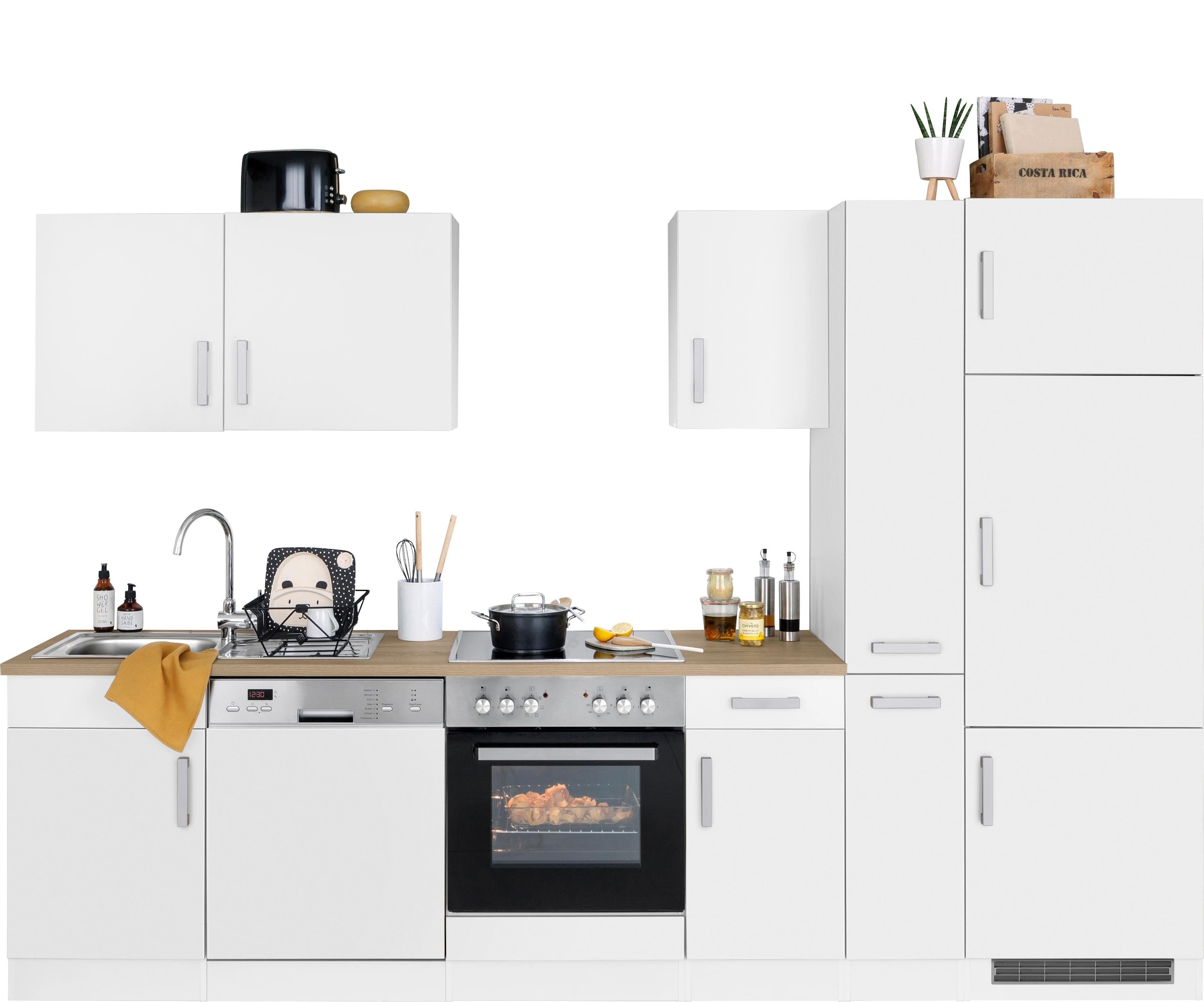 KOCHSTATION Kitchenette »KS-Gera« Largeur 300 cm, avec appareils électriques en option, avec plan de travail
