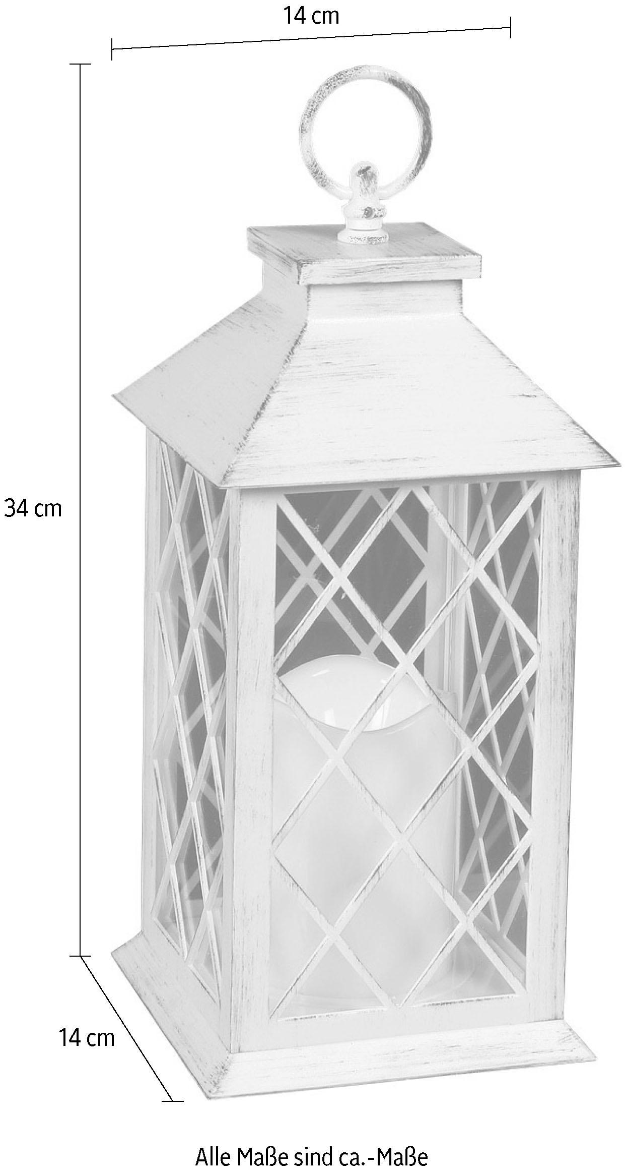 Home affaire Kerzenlaterne, inkl. LED-Kerze, antikweiss, mit 6 Stunden Timer