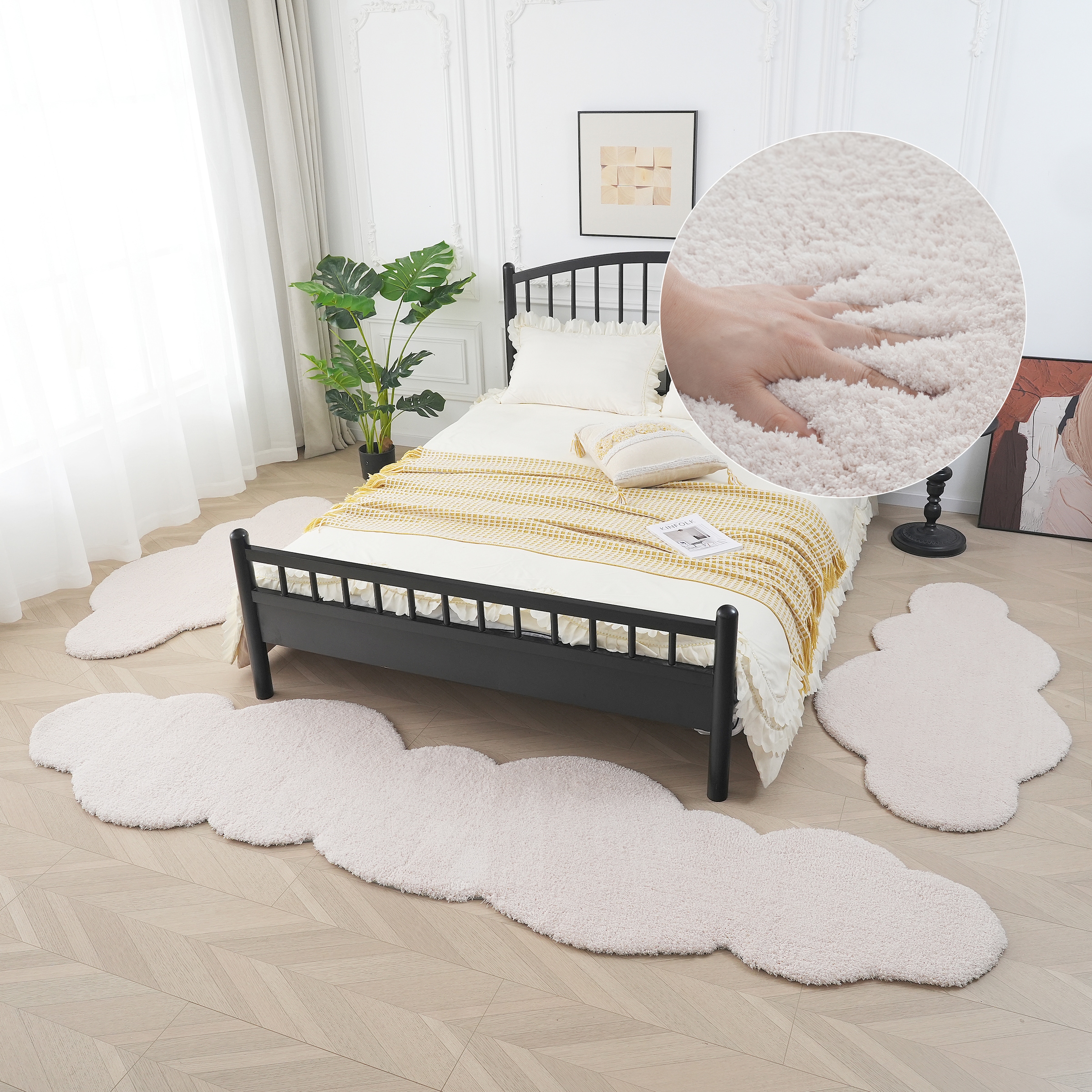 GOODproduct Bettumrandung »Microfaser Teppich Magong, besonders weich, sehr feiner Flor« Höhe 30 mm 3 Stk. tlg. Wolkenform, uni Bettvorleger, Läufer-Set, Schlafzimmer, Kinderzimmer