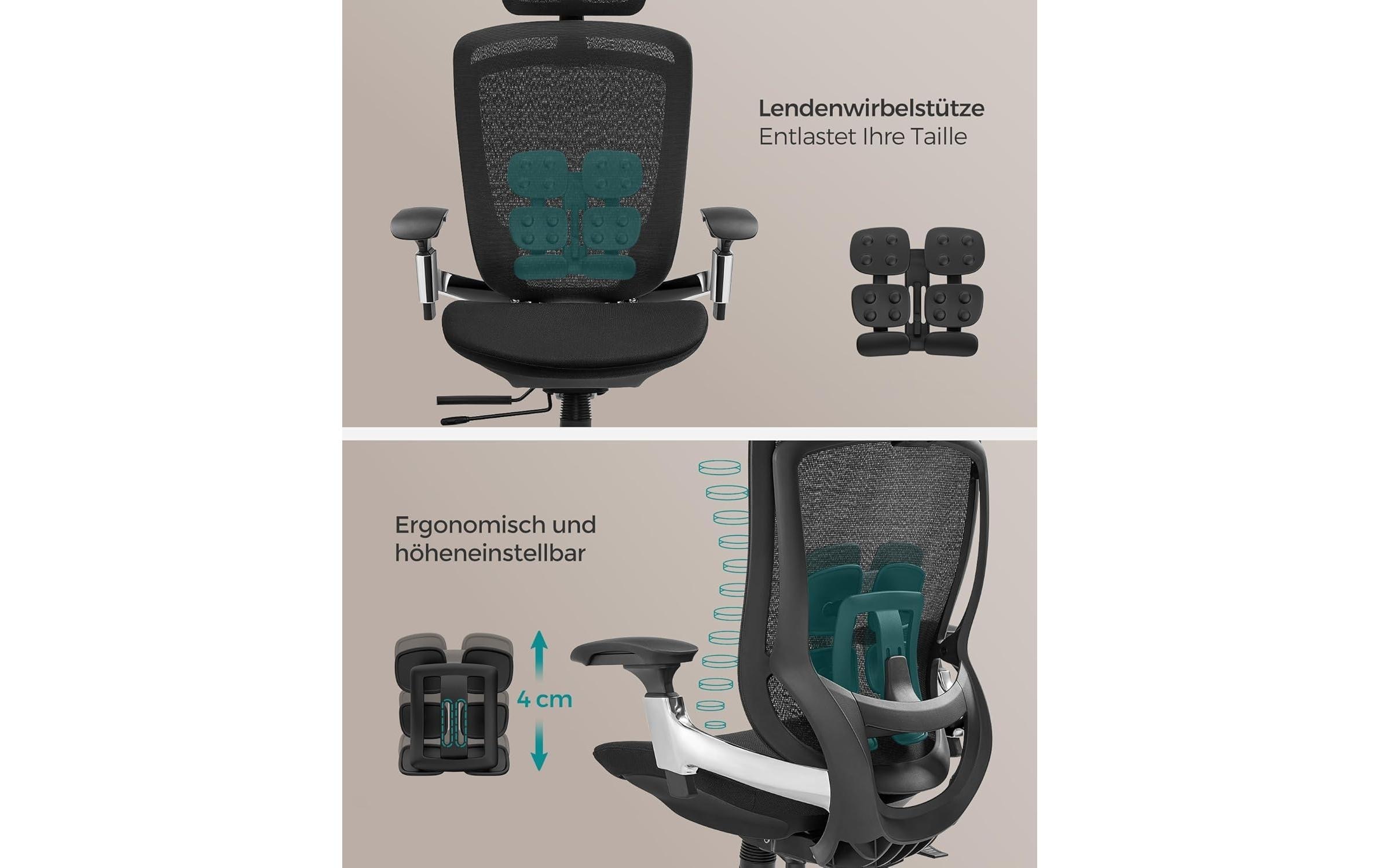 SONGMICS Chaise de bureau »mit Armlehnen und Fusskreuz« ()