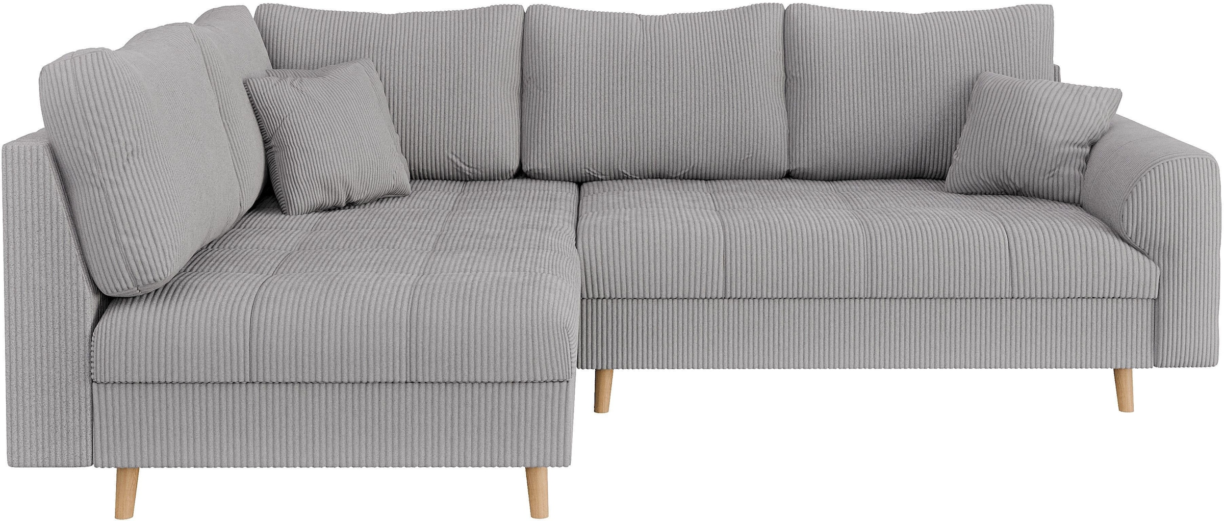 Home affaire Ecksofa »CHARRE L-Form mit Ottomane, Masse B/T/H: 231/161/81 cm«, feine Steppung, lose Rücken- und Zierkissen, auch in Cord und Bouclé
