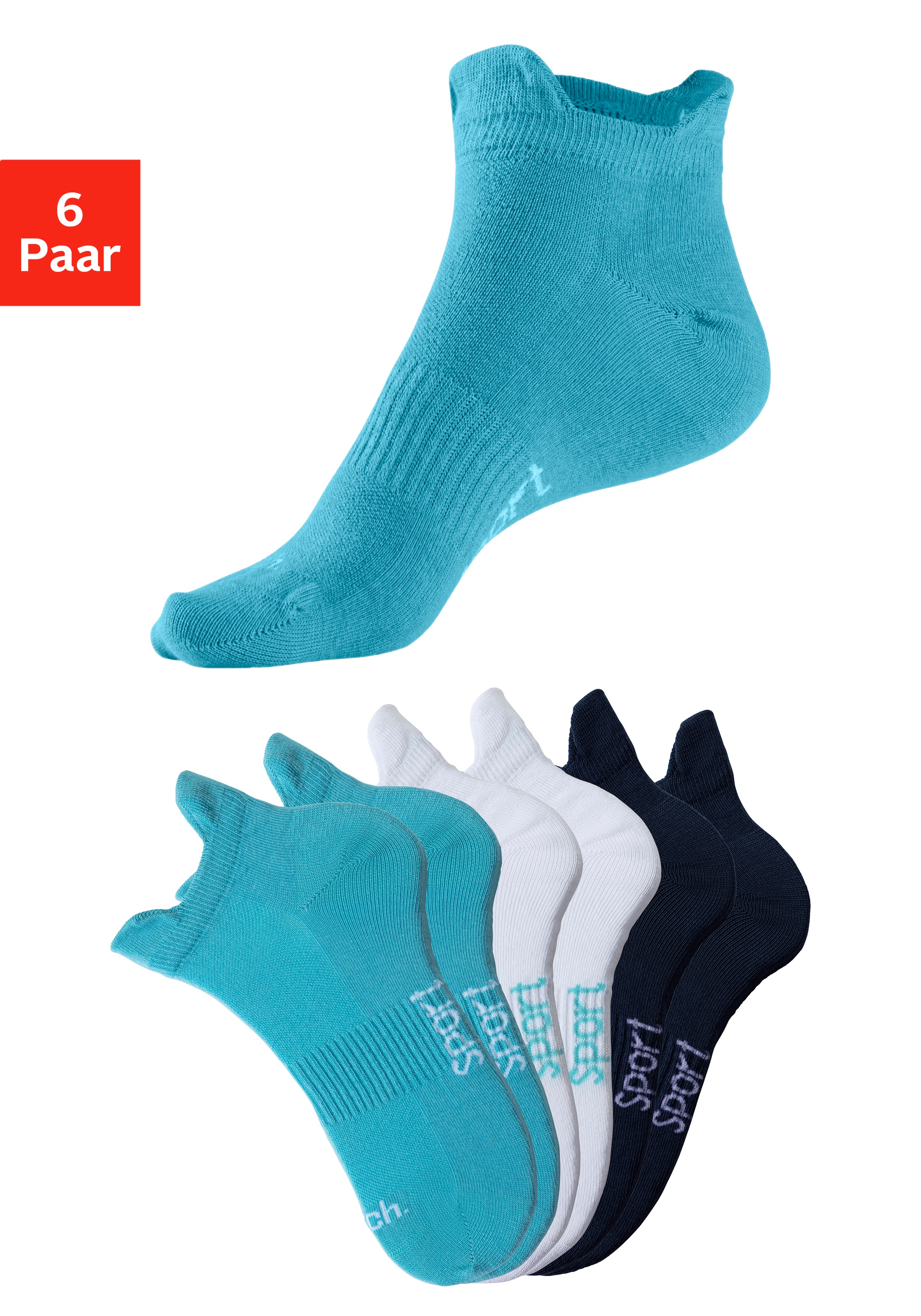 Image of Bench. Sneakersocken Packung, 6 Paar tlg. mit feiner Mesh Konstruktion und Mittelfussgummi