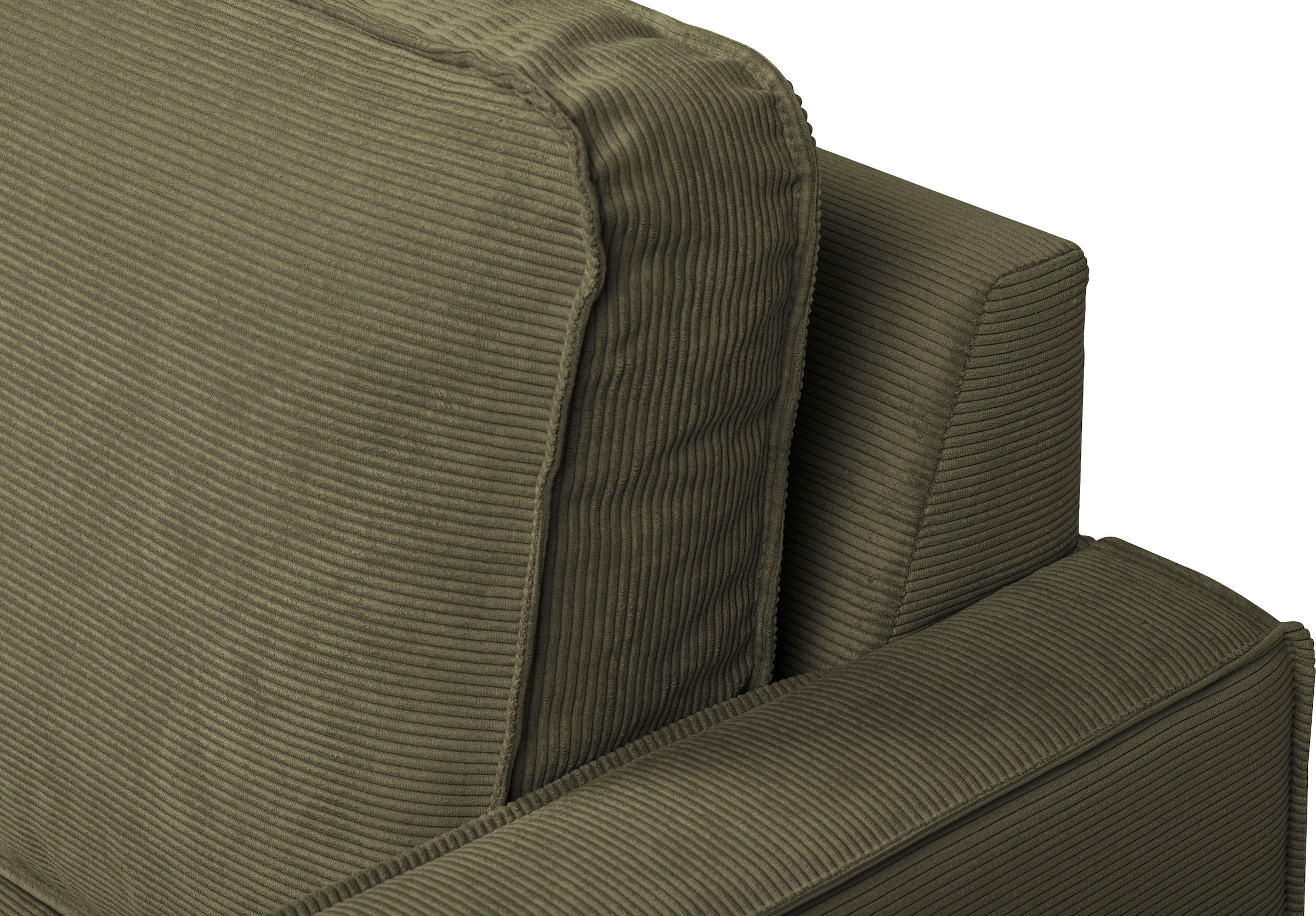 Places of Style Ecksofa »Pinto, 290 cm, Cord, Chenille, Lederoptik, Ottomane links / rechts«, mit Keder, schwarze Metallfüsse, Wellenunterfederung