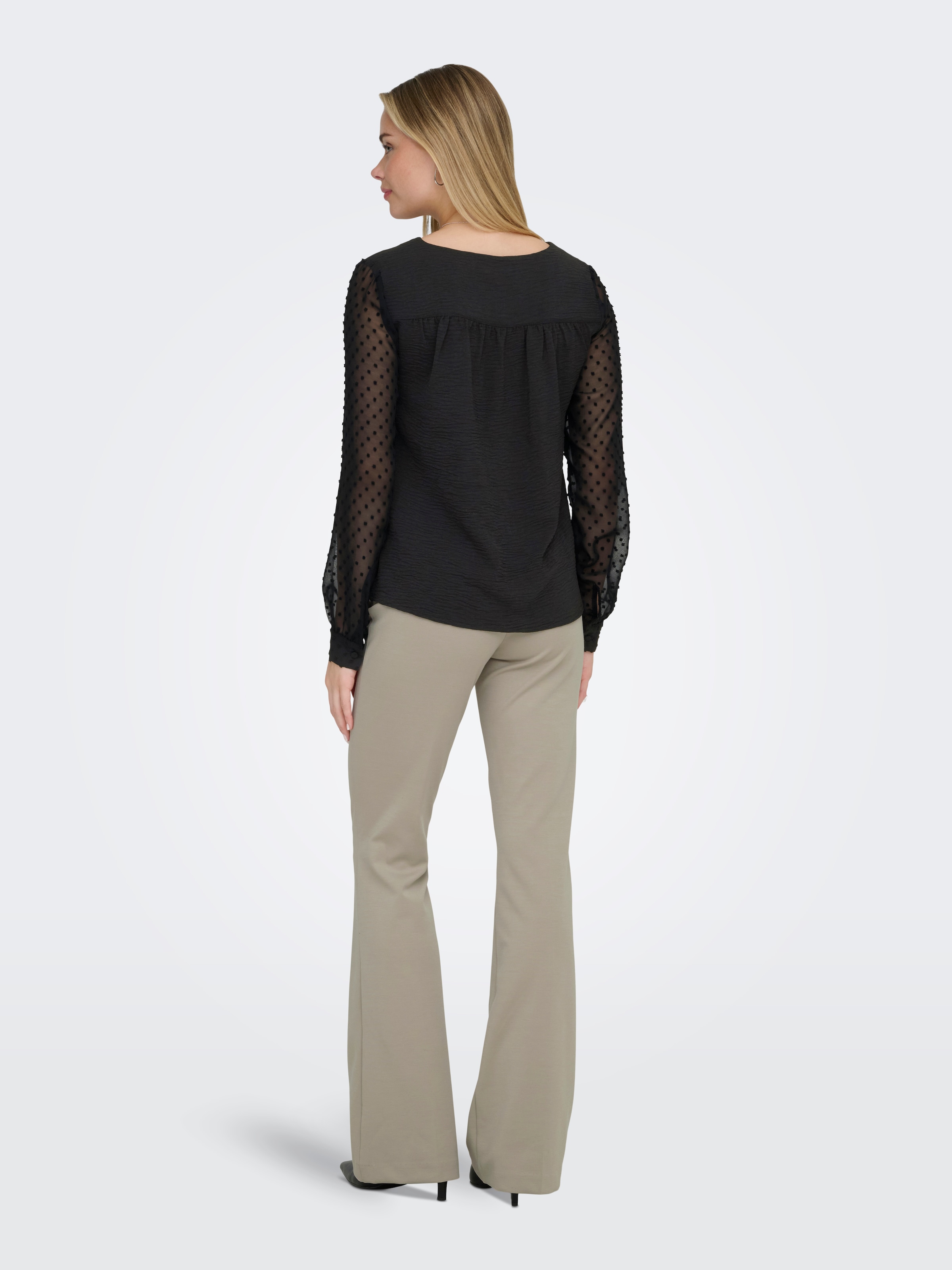 ONLY Langarmbluse »ONLRHODES METTE L/S DOBBY VNECK TOP WVN« Strukturiertes Material , V-Ausschnitt