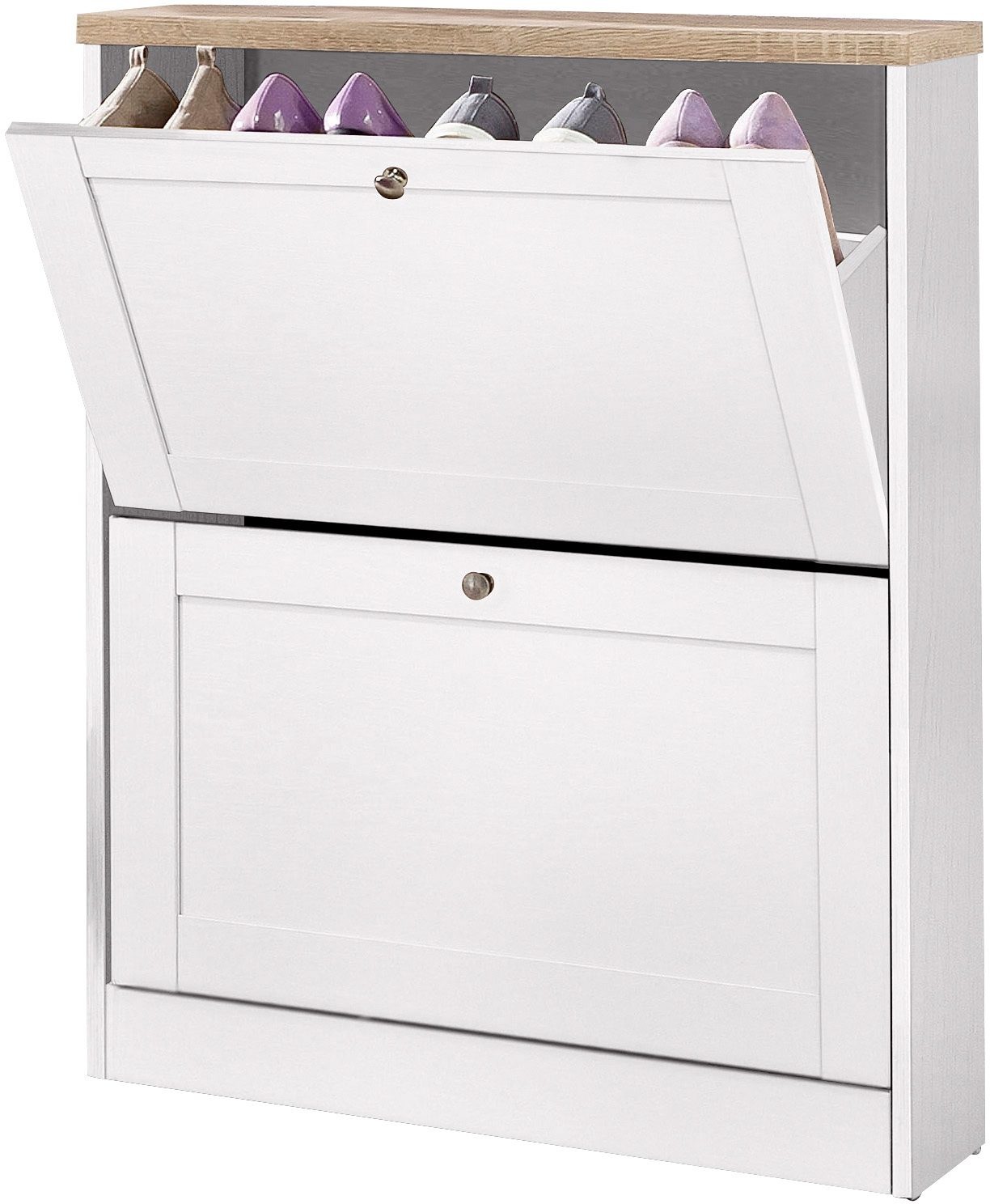 Image of GOODproduct Schuhschrank "Heide" Breite 70 cm, mit 2 Klappen und Facettenfront, Höhe ca. 90 cm