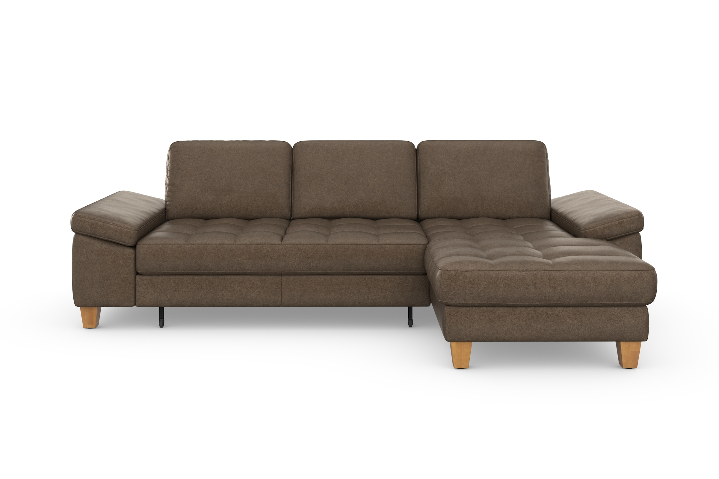 sit&more Ecksofa »Westham L-Form«, mit Recamiere, mit oder ohne Bettfunktion, Bettkasten, Füsse Eiche