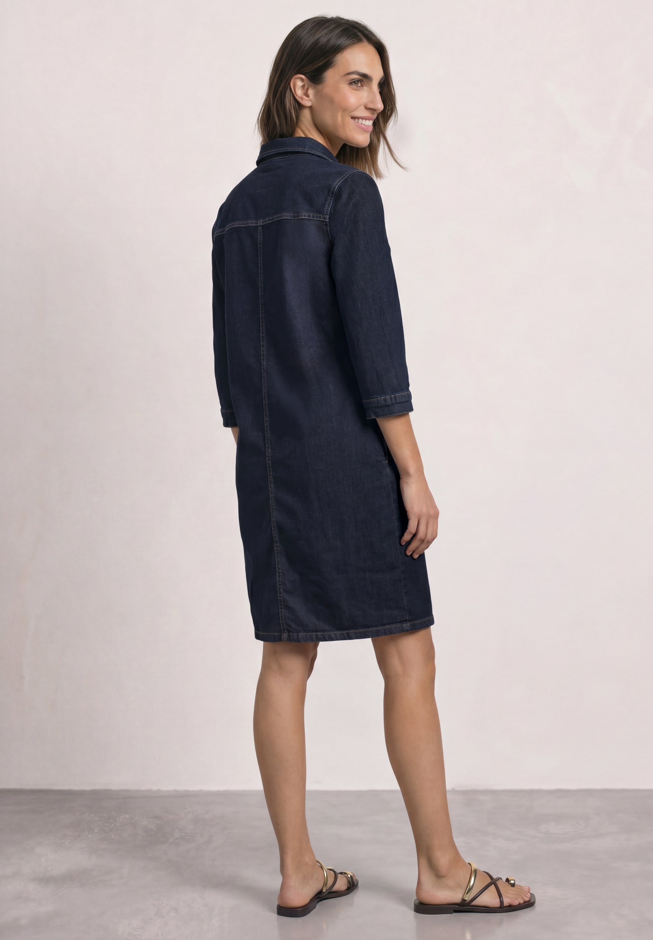 STREET ONE Robe en jean Poches poitrine Robe d'été en denim longue jusqu'aux genoux avec manches 3/4