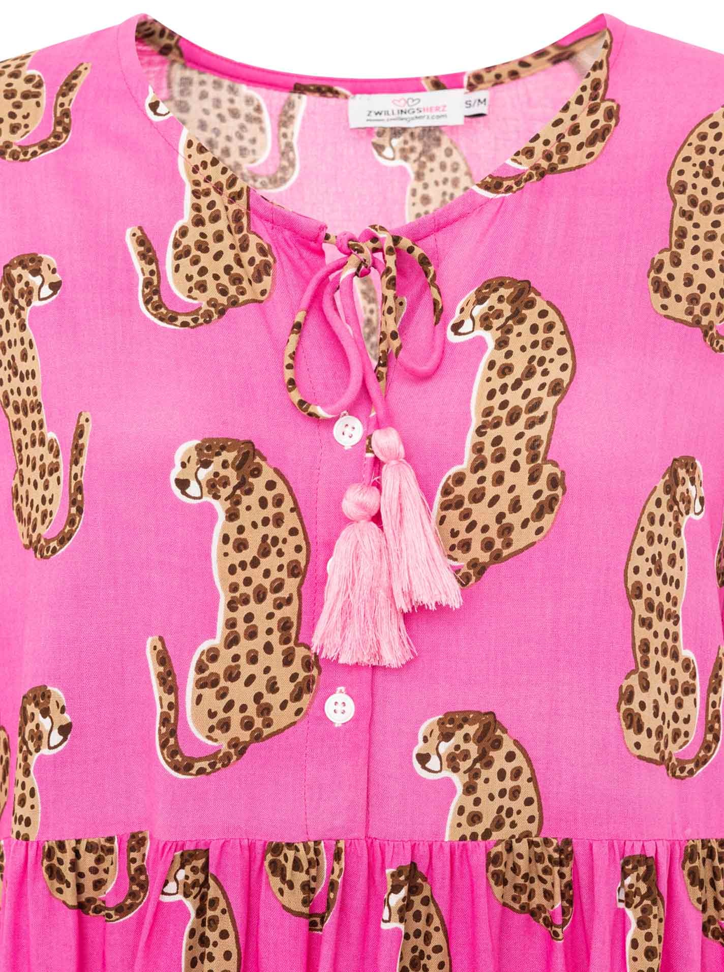 Zwillingsherz Robe en sweat »"Loevely Leopard"« Leopardenmotiv, mit Tassel, lange Ärmel, figurumspielend