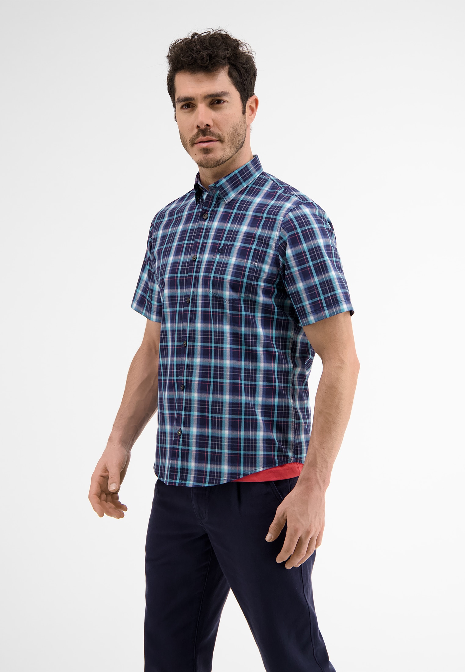 LERROS Chemise à manches courtes »Halbarmhemd *Poplin Check*«
